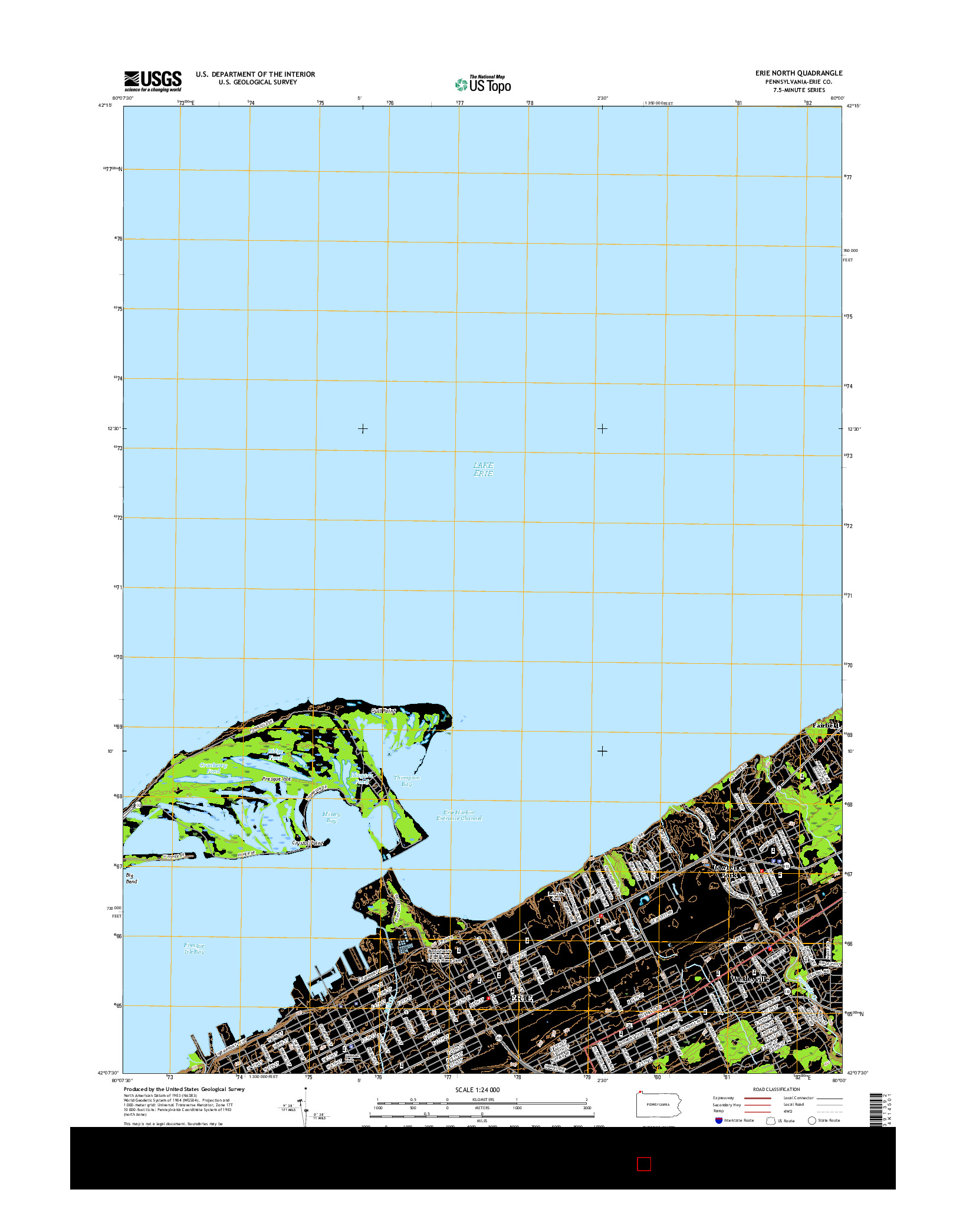 USGS US TOPO 7.5-MINUTE MAP FOR ERIE NORTH, PA 2016