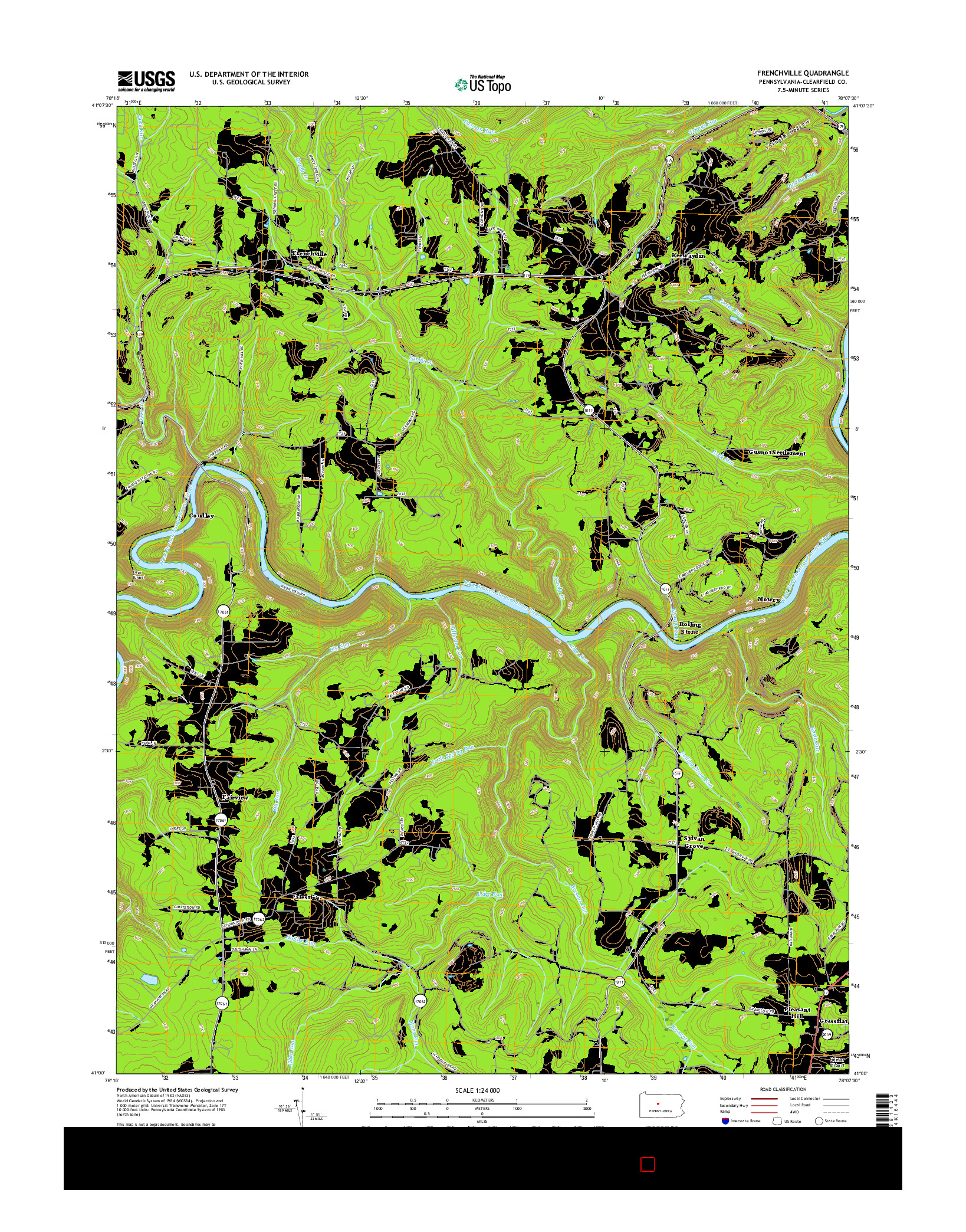 USGS US TOPO 7.5-MINUTE MAP FOR FRENCHVILLE, PA 2016