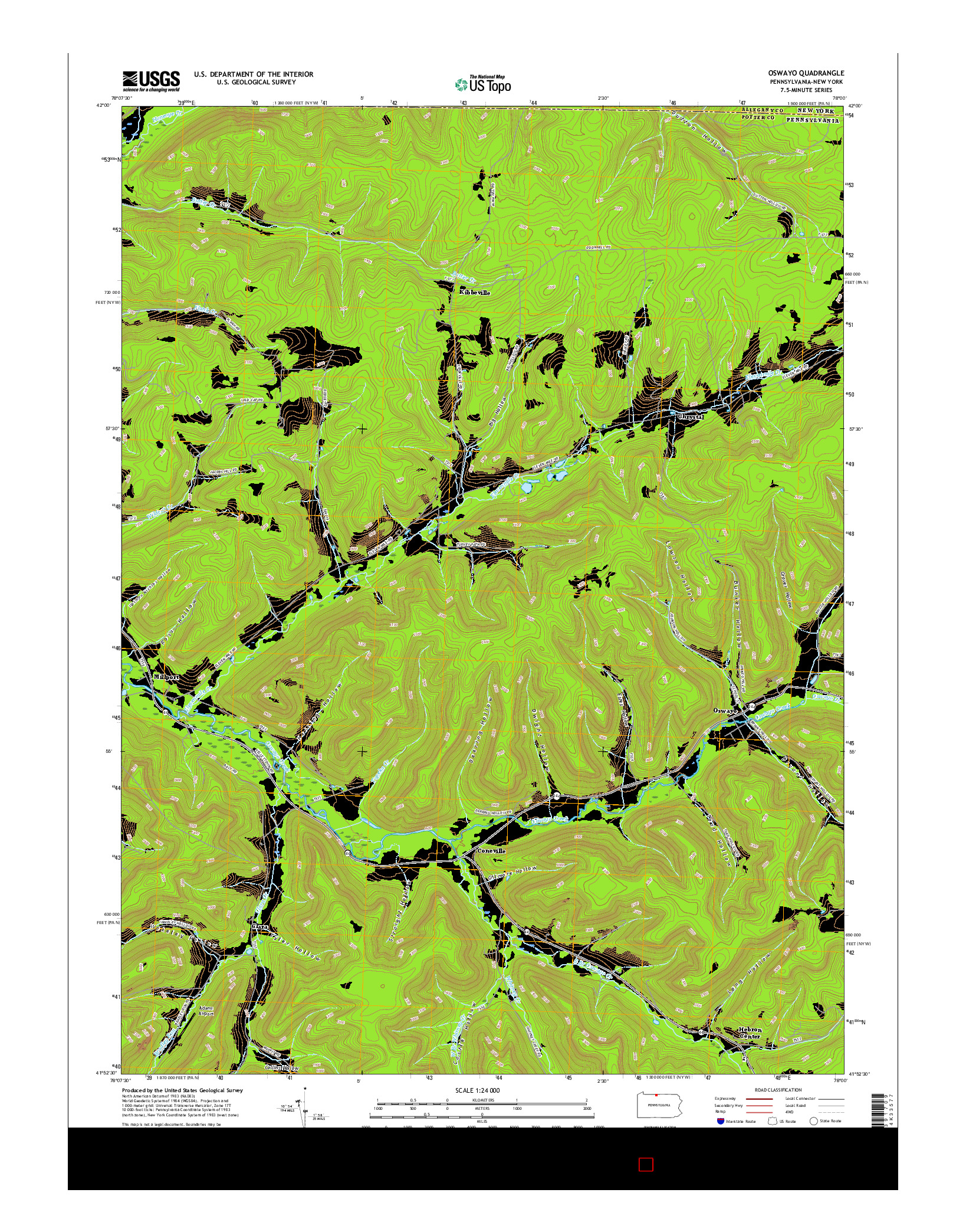 USGS US TOPO 7.5-MINUTE MAP FOR OSWAYO, PA-NY 2016