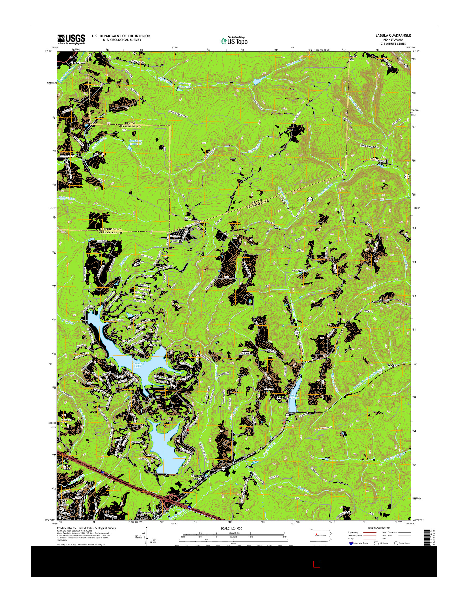USGS US TOPO 7.5-MINUTE MAP FOR SABULA, PA 2016