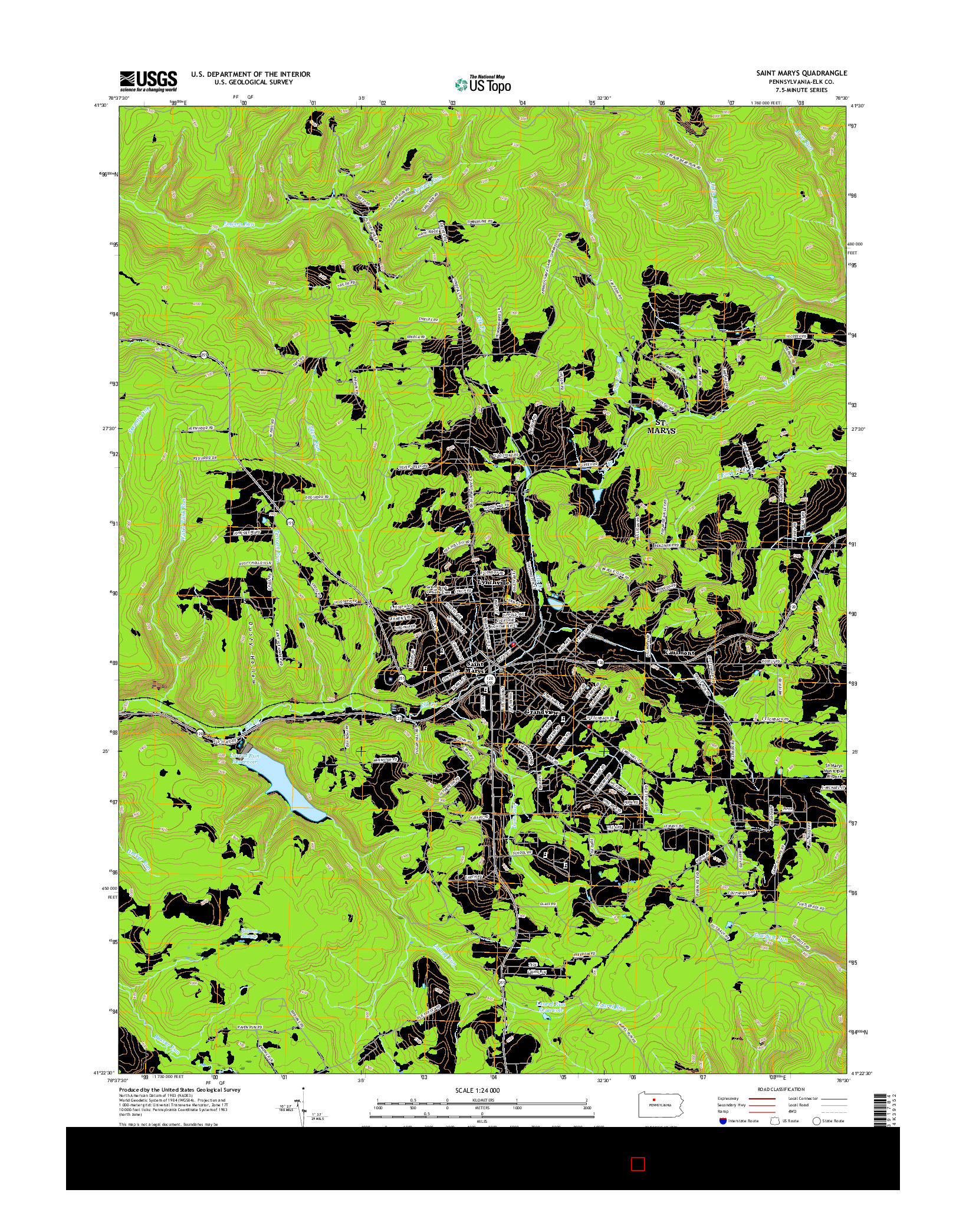 USGS US TOPO 7.5-MINUTE MAP FOR SAINT MARYS, PA 2016