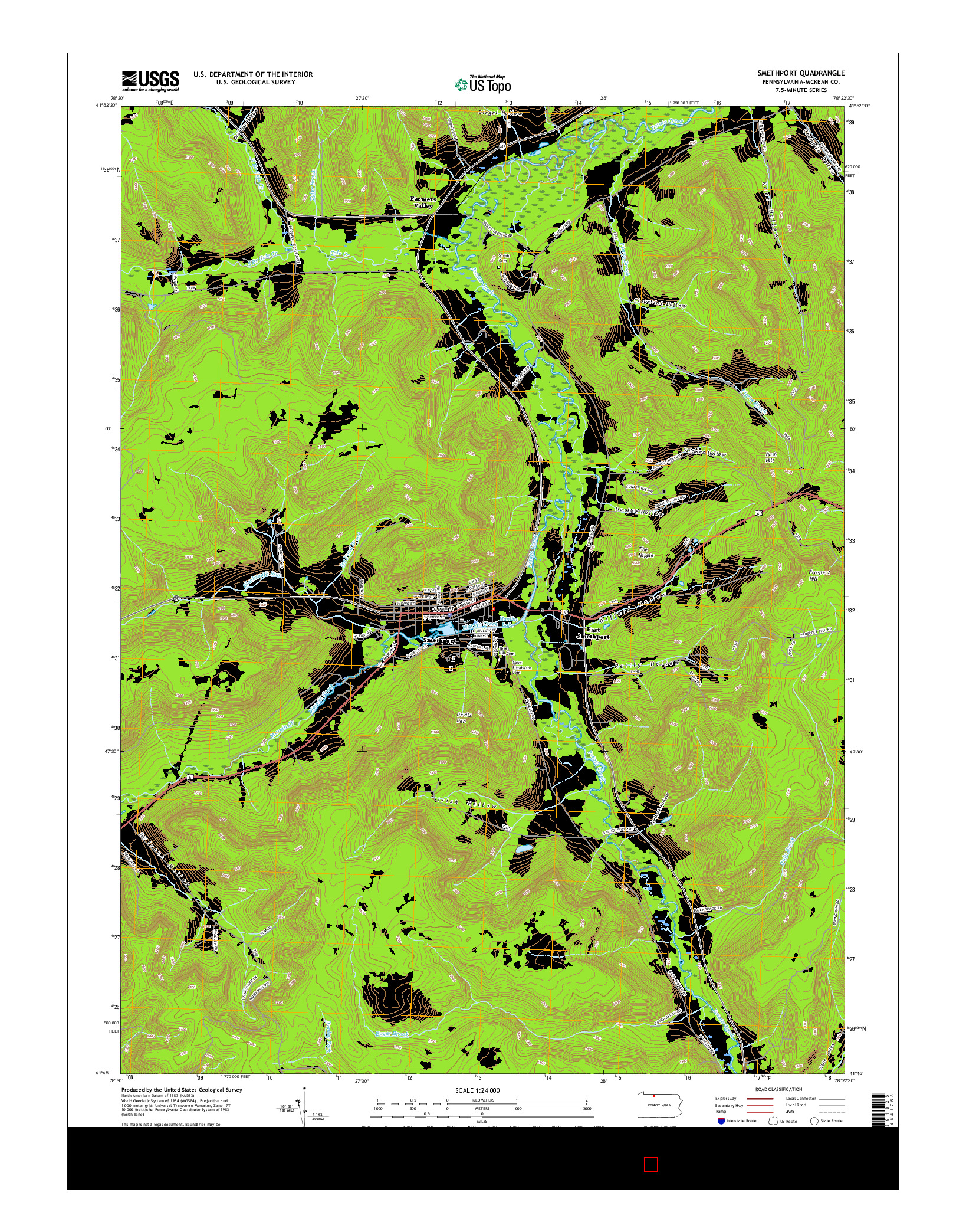 USGS US TOPO 7.5-MINUTE MAP FOR SMETHPORT, PA 2016