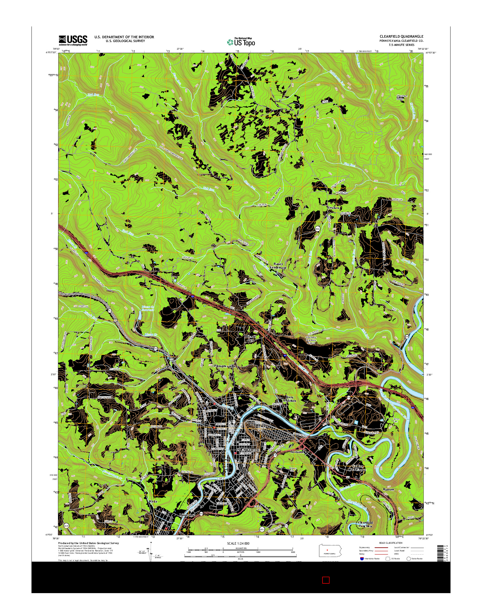 USGS US TOPO 7.5-MINUTE MAP FOR CLEARFIELD, PA 2016
