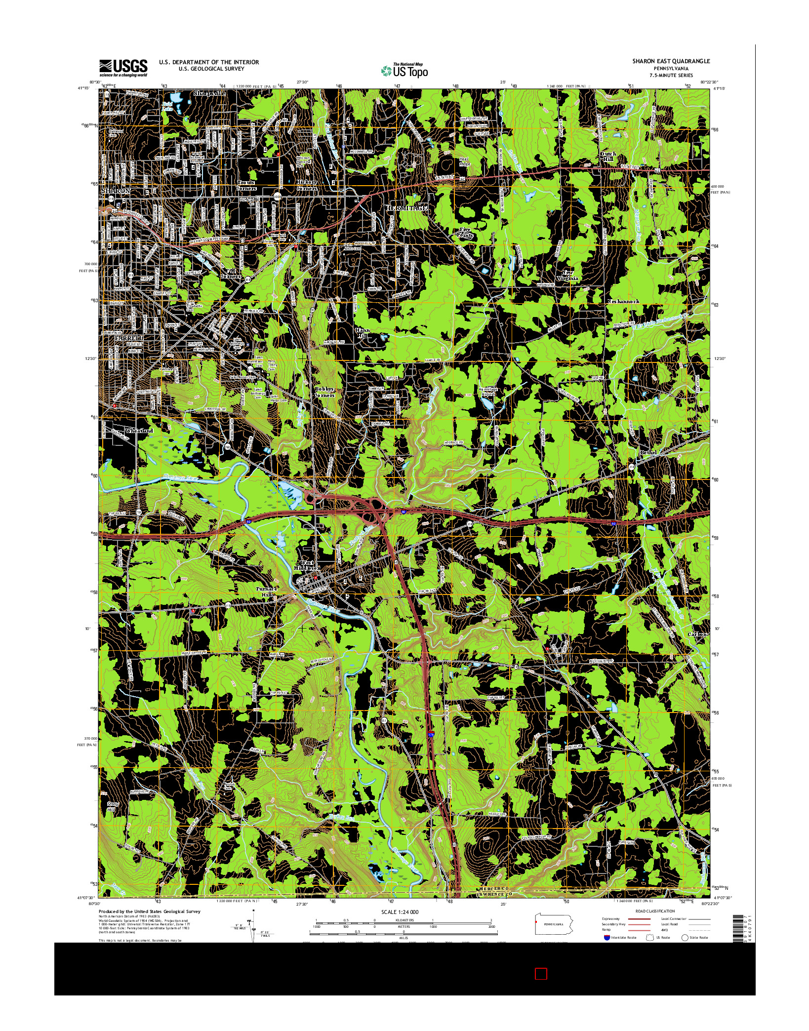 USGS US TOPO 7.5-MINUTE MAP FOR SHARON EAST, PA 2016