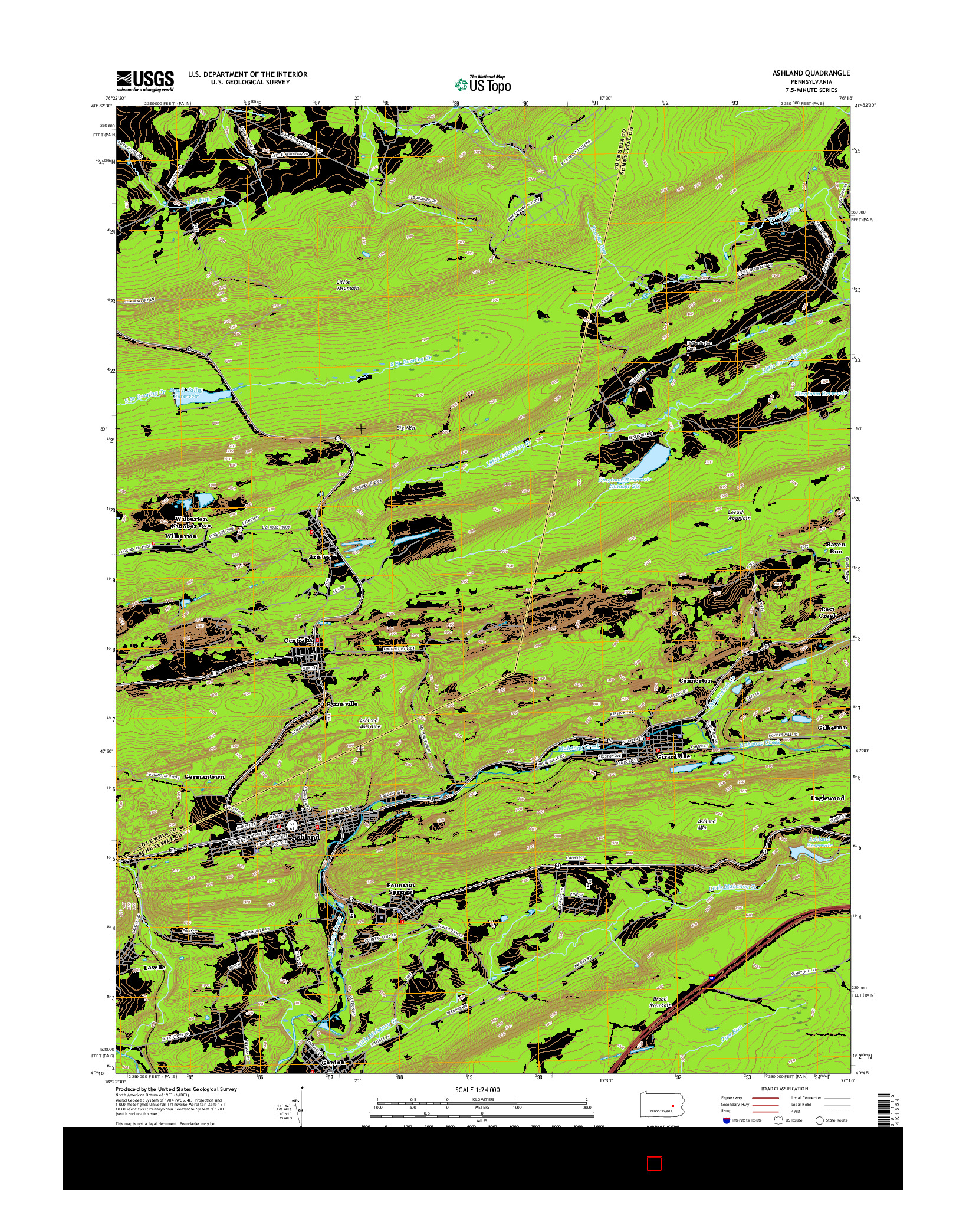 USGS US TOPO 7.5-MINUTE MAP FOR ASHLAND, PA 2016