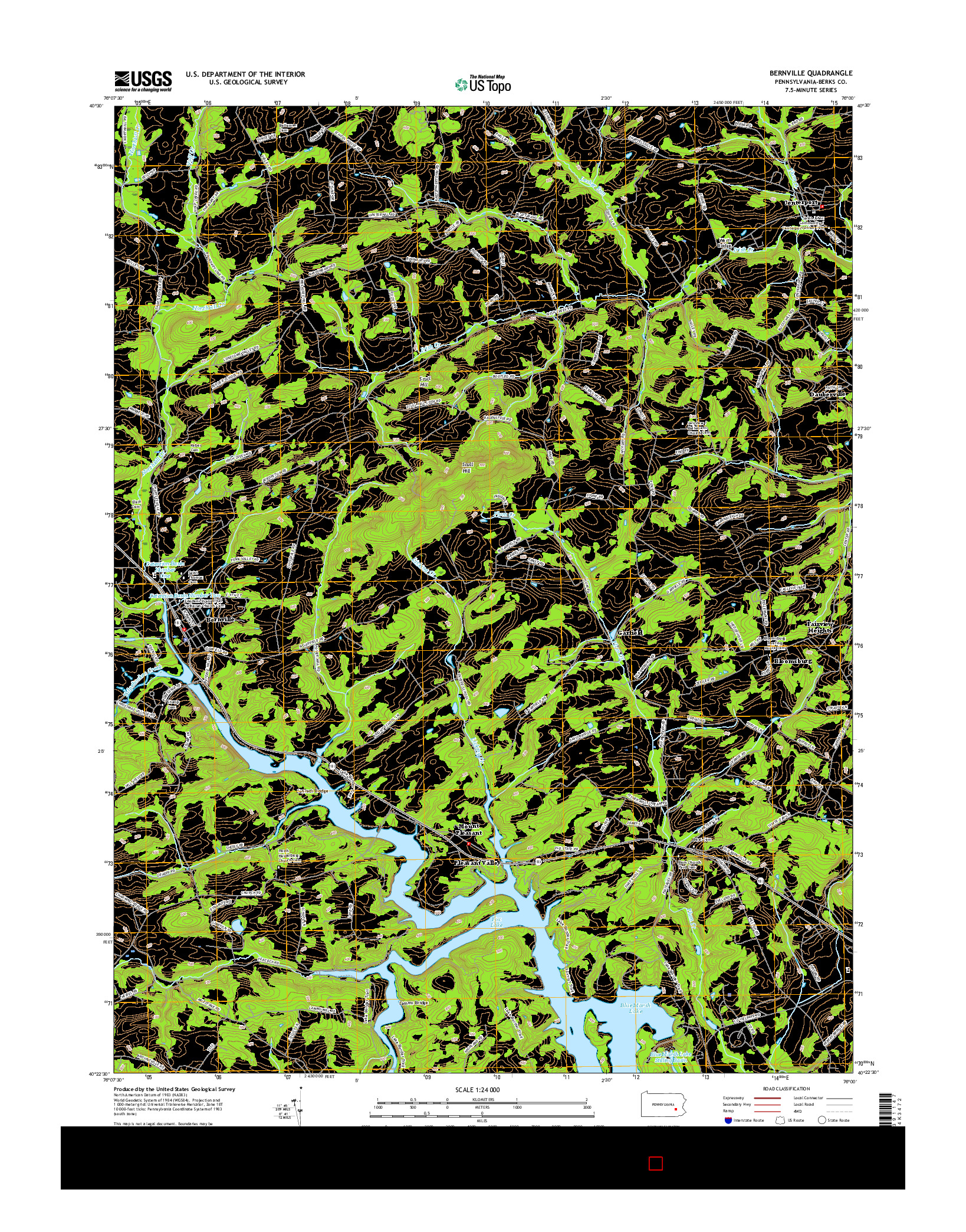 USGS US TOPO 7.5-MINUTE MAP FOR BERNVILLE, PA 2016