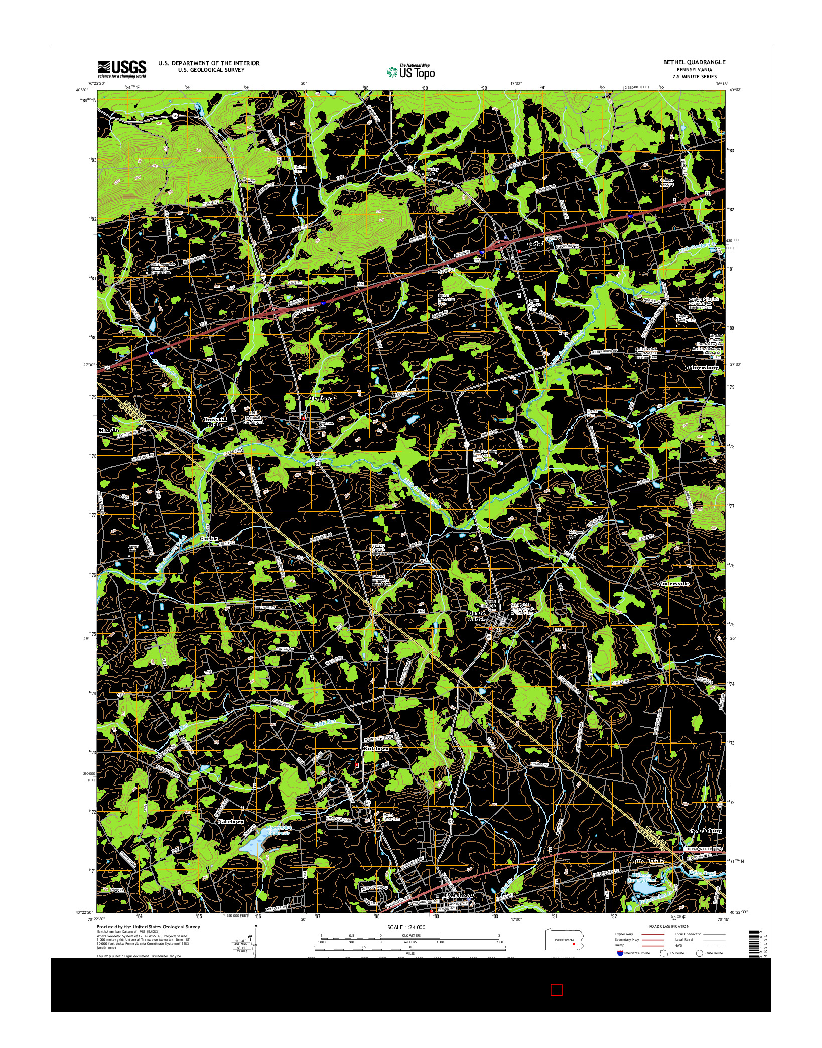 USGS US TOPO 7.5-MINUTE MAP FOR BETHEL, PA 2016