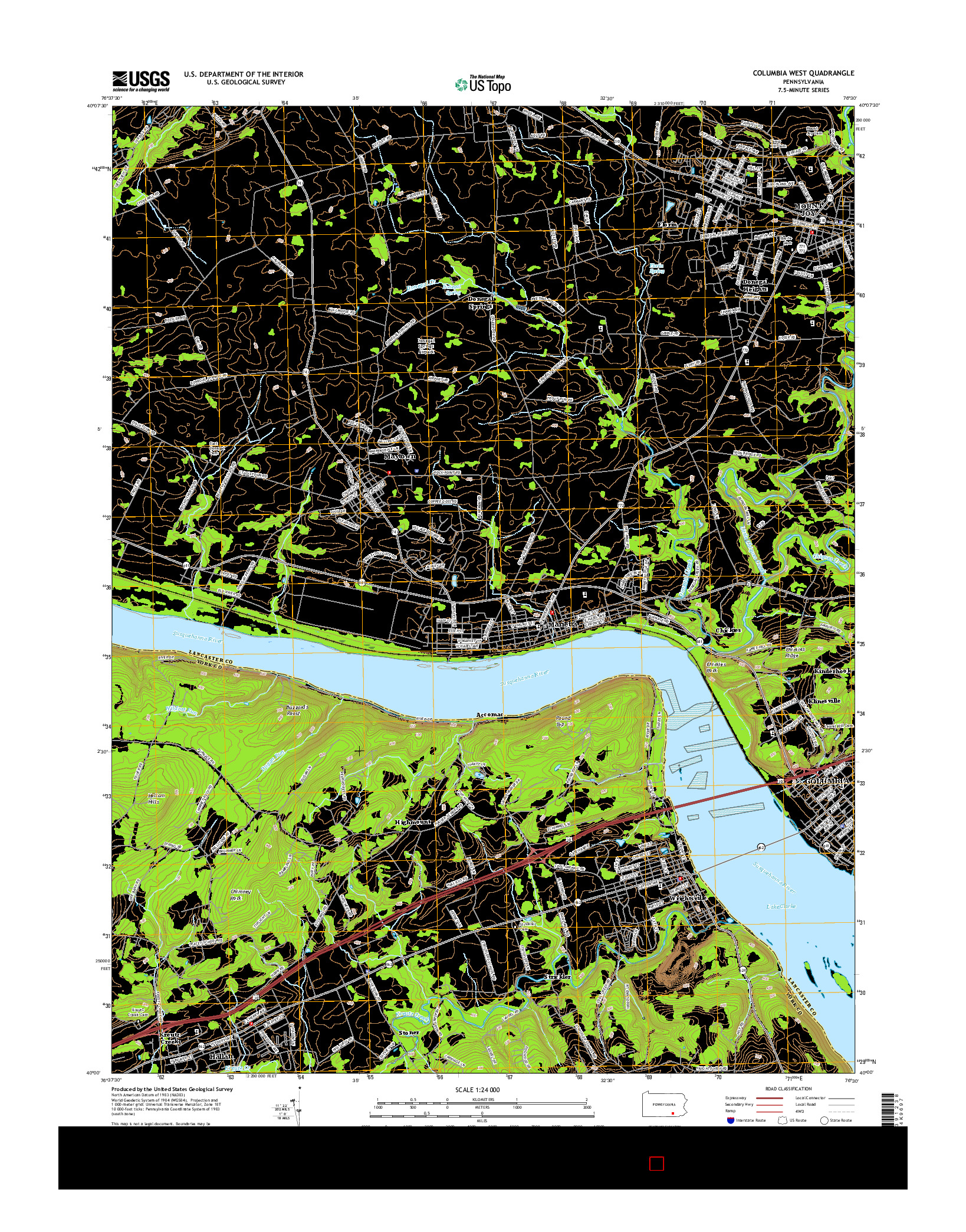 USGS US TOPO 7.5-MINUTE MAP FOR COLUMBIA WEST, PA 2016