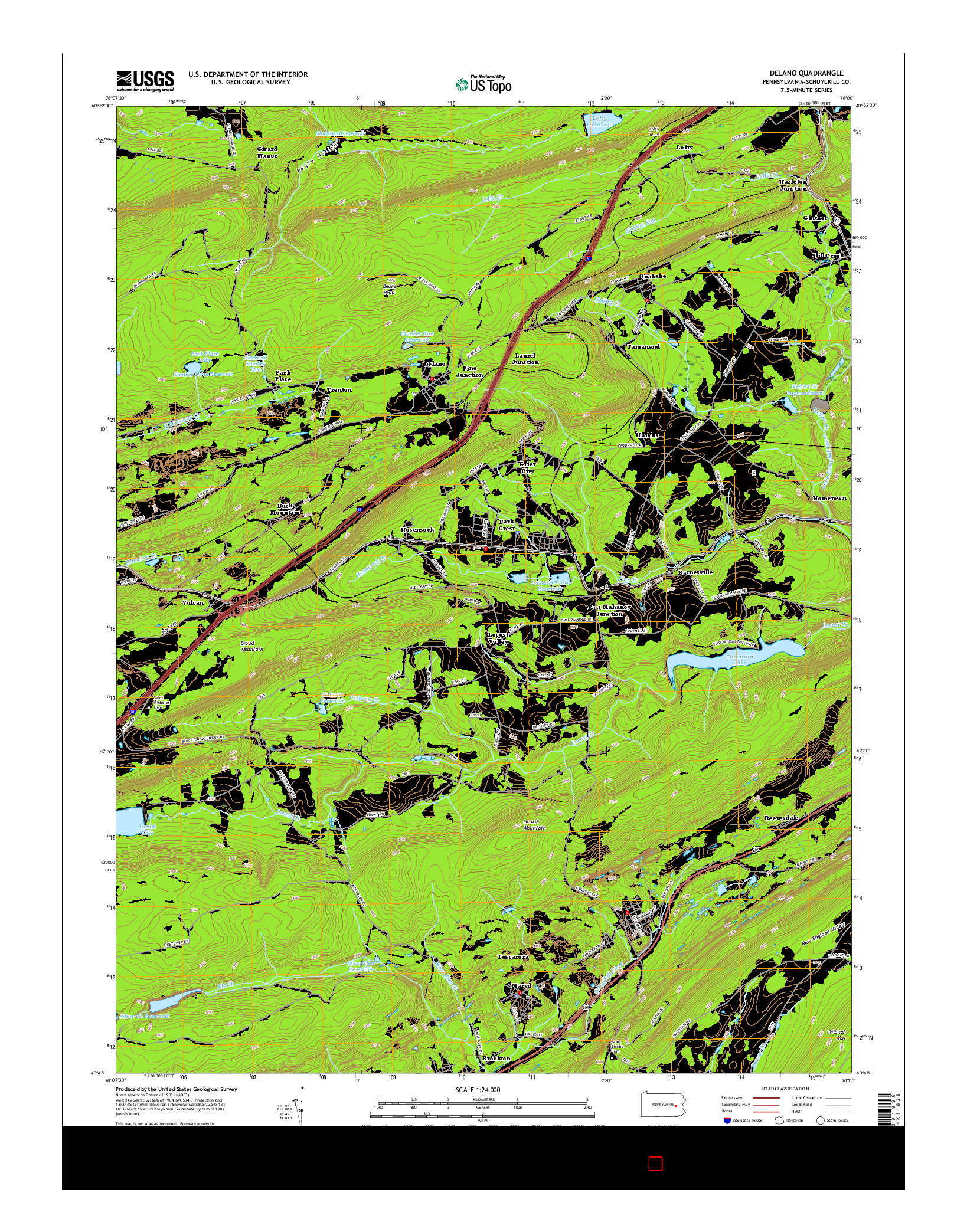 USGS US TOPO 7.5-MINUTE MAP FOR DELANO, PA 2016