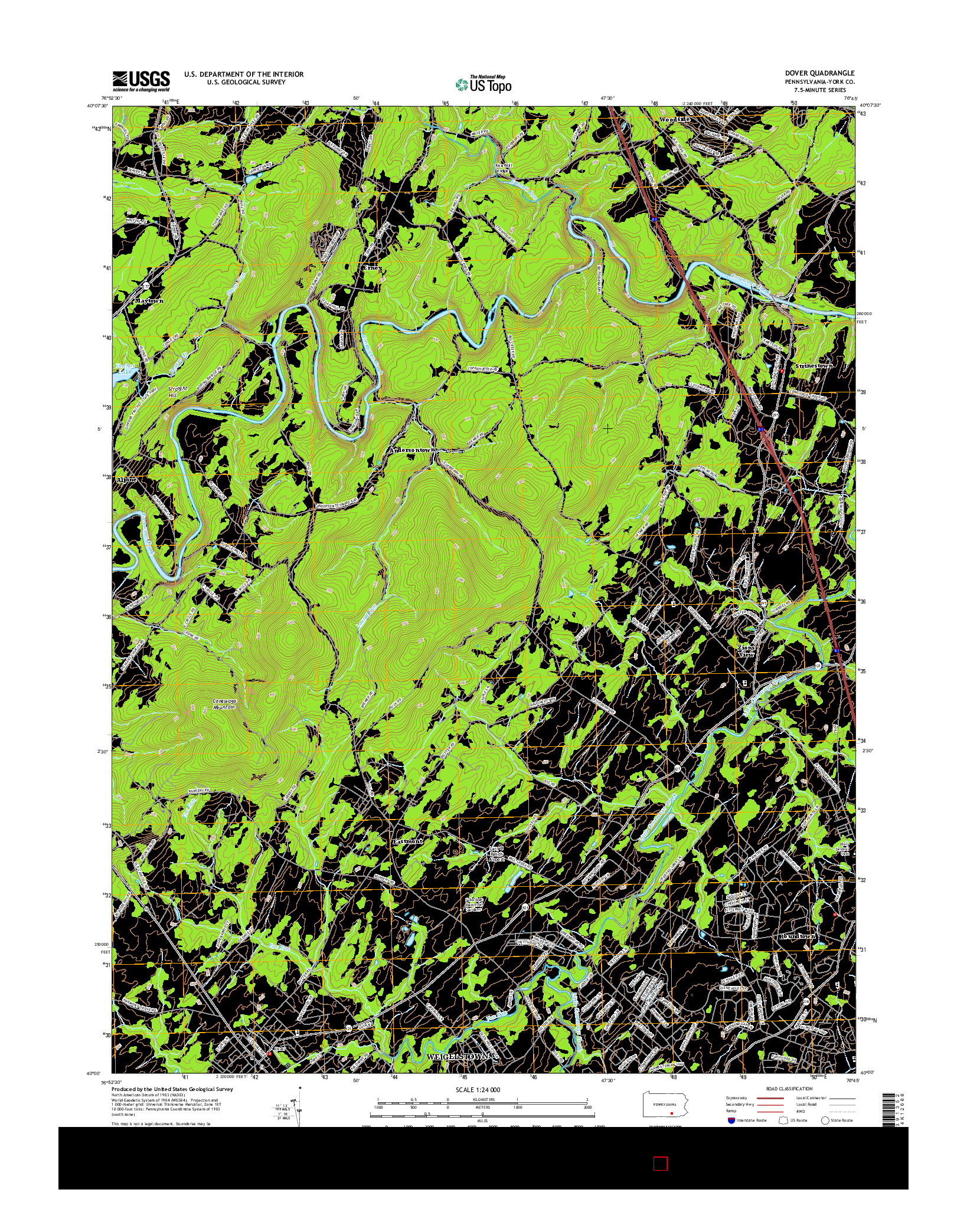 USGS US TOPO 7.5-MINUTE MAP FOR DOVER, PA 2016