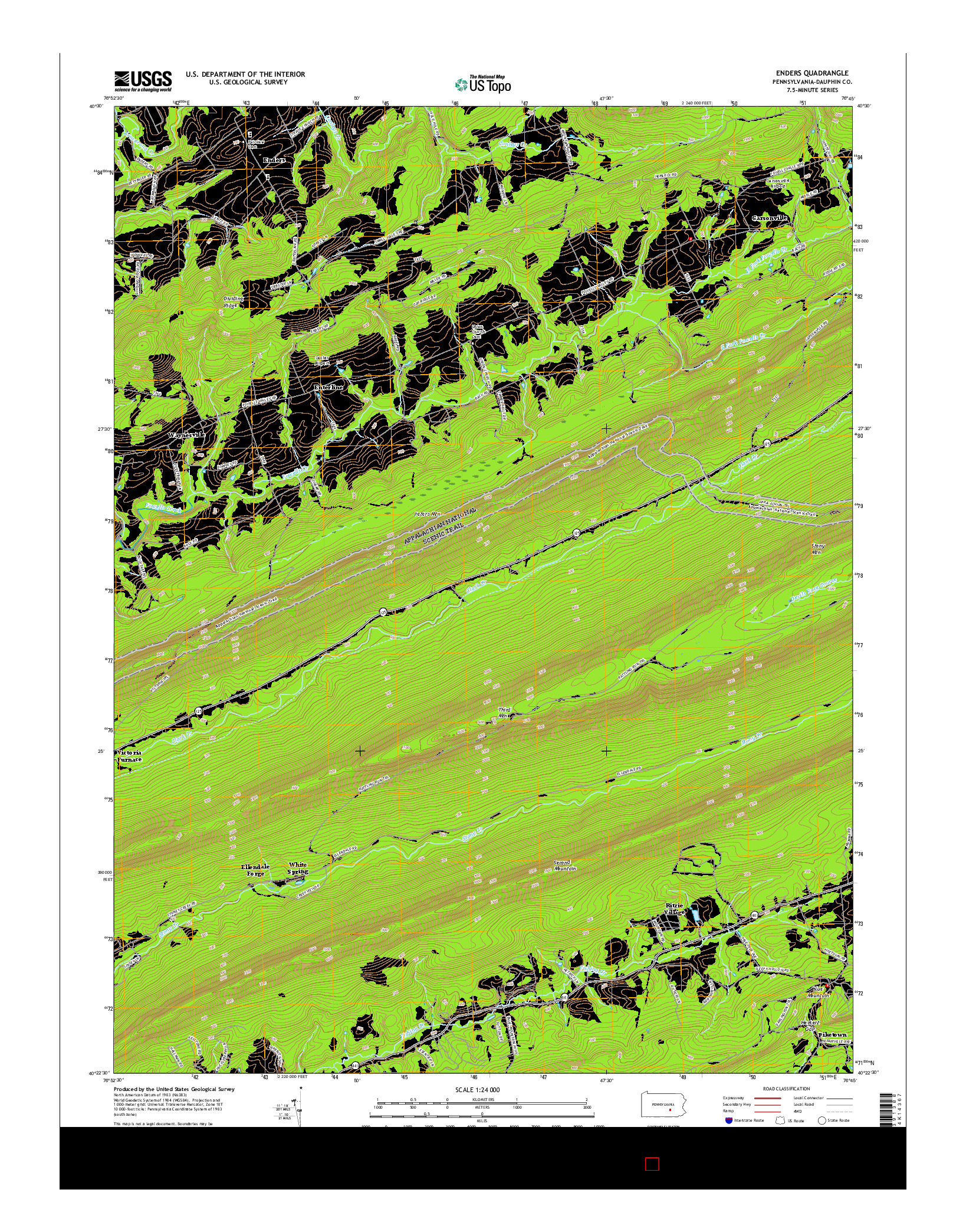 USGS US TOPO 7.5-MINUTE MAP FOR ENDERS, PA 2016