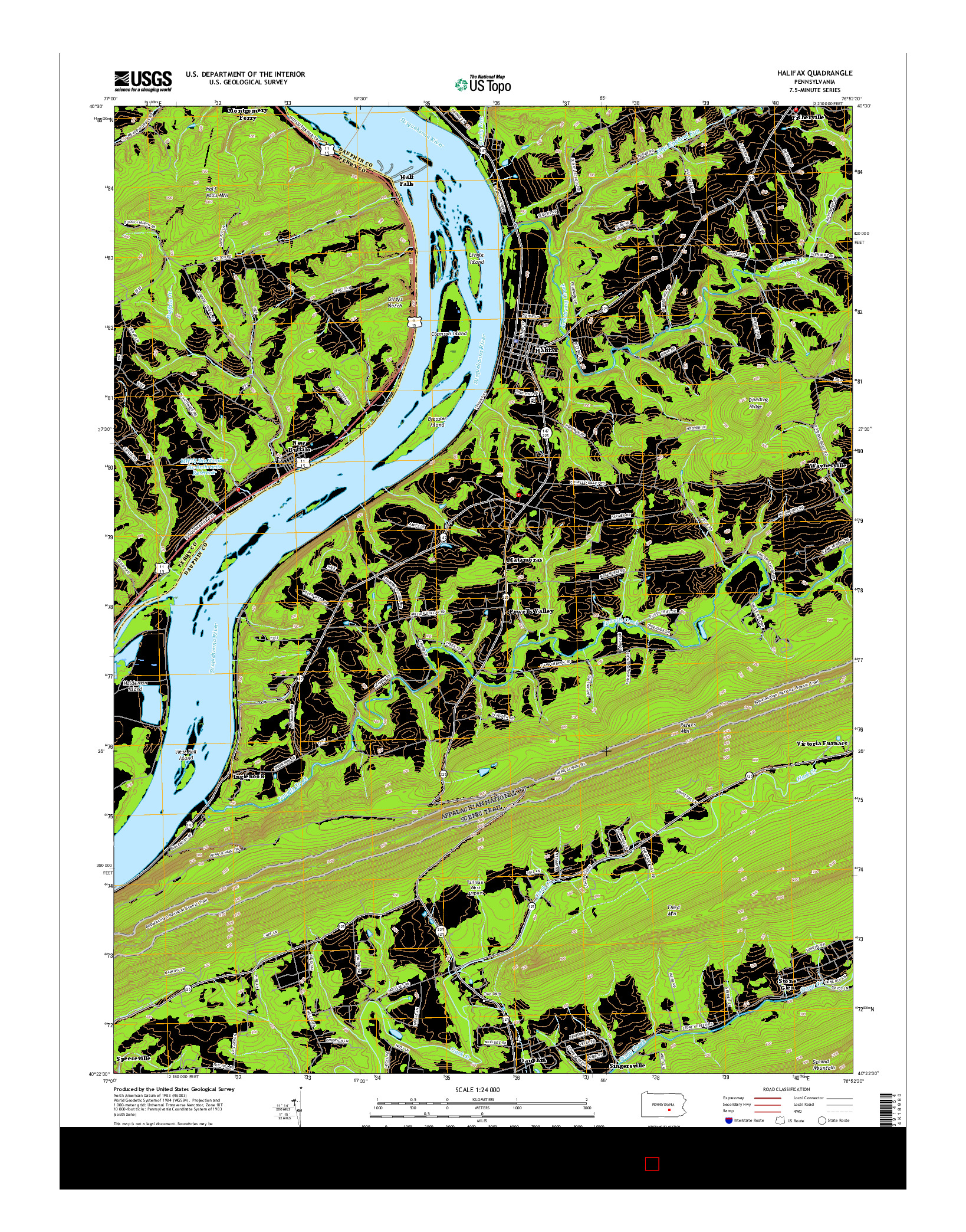 USGS US TOPO 7.5-MINUTE MAP FOR HALIFAX, PA 2016