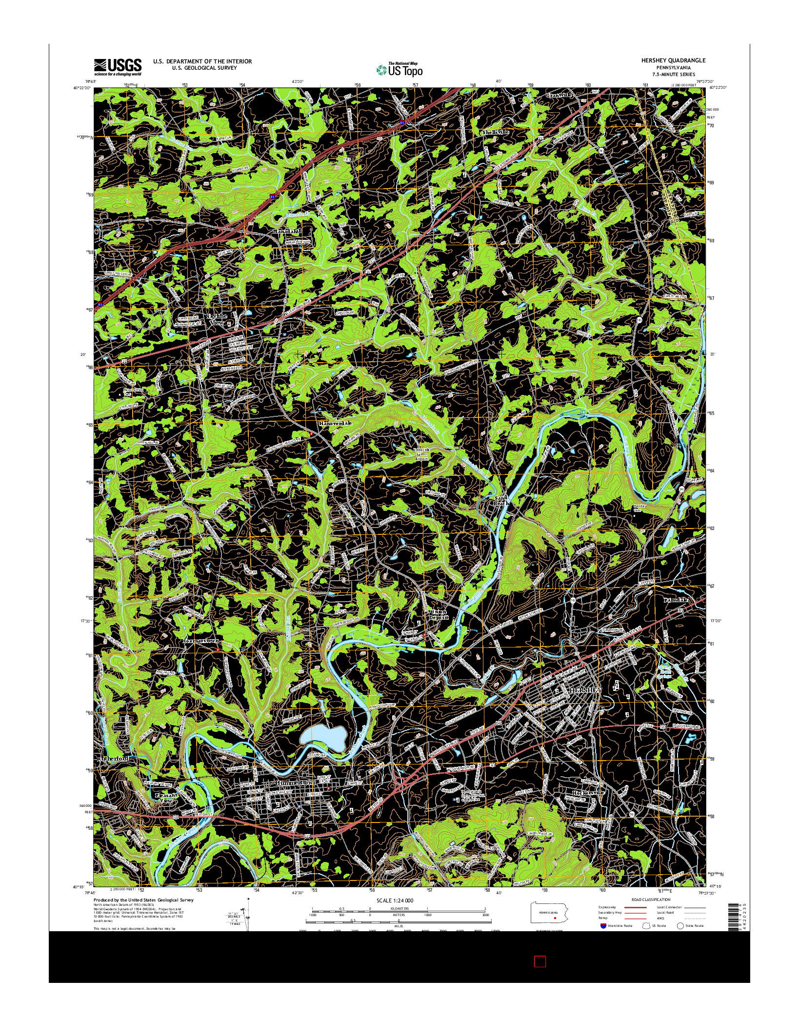 USGS US TOPO 7.5-MINUTE MAP FOR HERSHEY, PA 2016