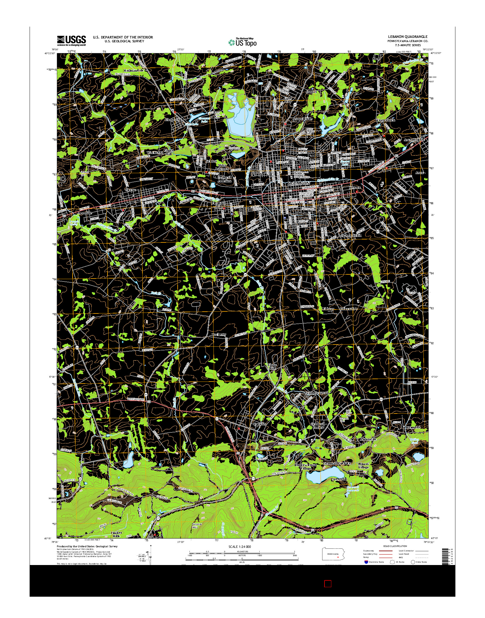 USGS US TOPO 7.5-MINUTE MAP FOR LEBANON, PA 2016