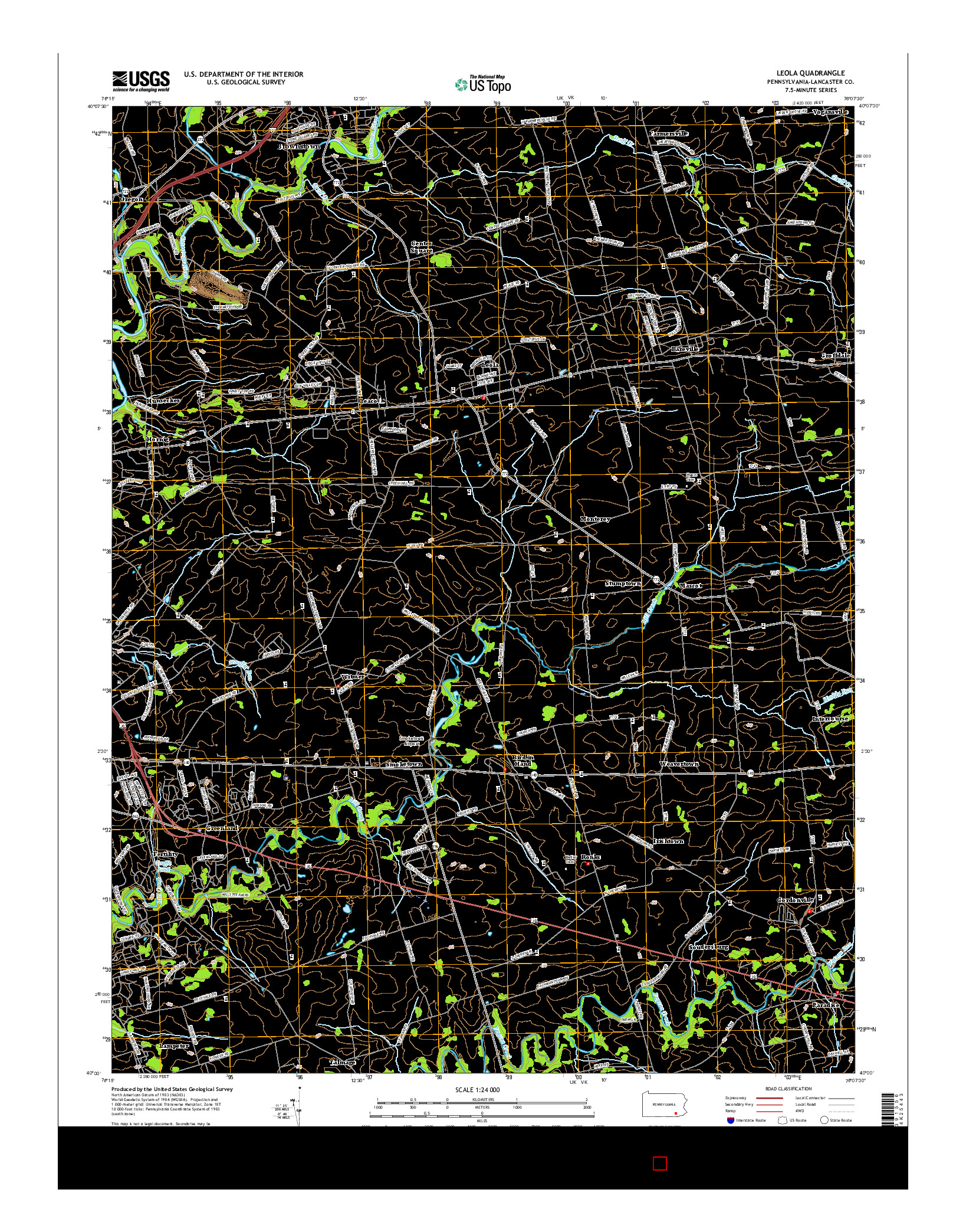 USGS US TOPO 7.5-MINUTE MAP FOR LEOLA, PA 2016