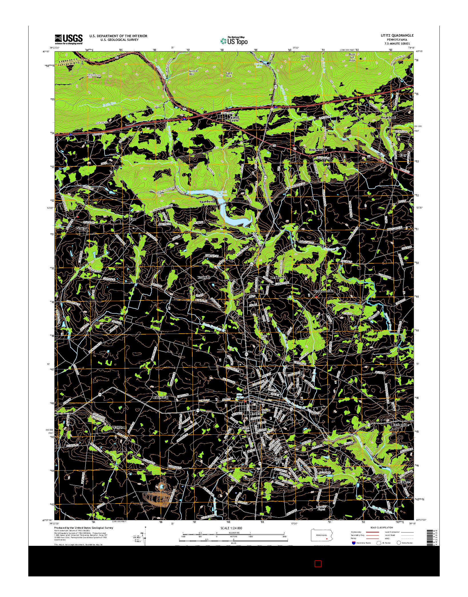 USGS US TOPO 7.5-MINUTE MAP FOR LITITZ, PA 2016