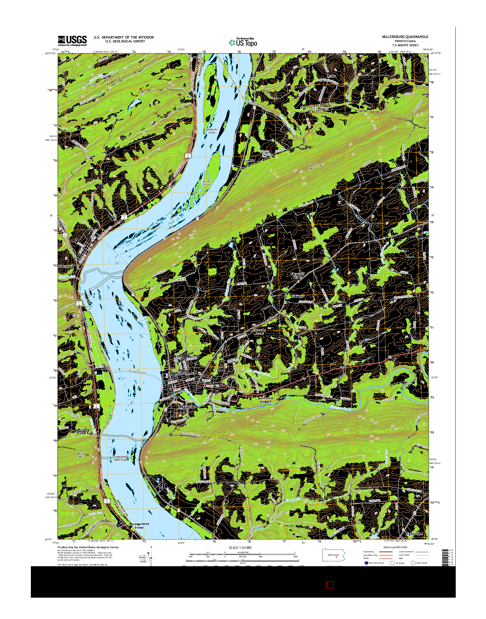 USGS US TOPO 7.5-MINUTE MAP FOR MILLERSBURG, PA 2016