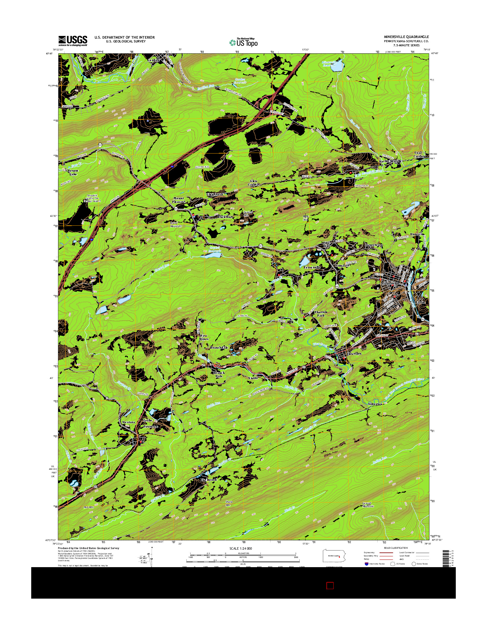 USGS US TOPO 7.5-MINUTE MAP FOR MINERSVILLE, PA 2016