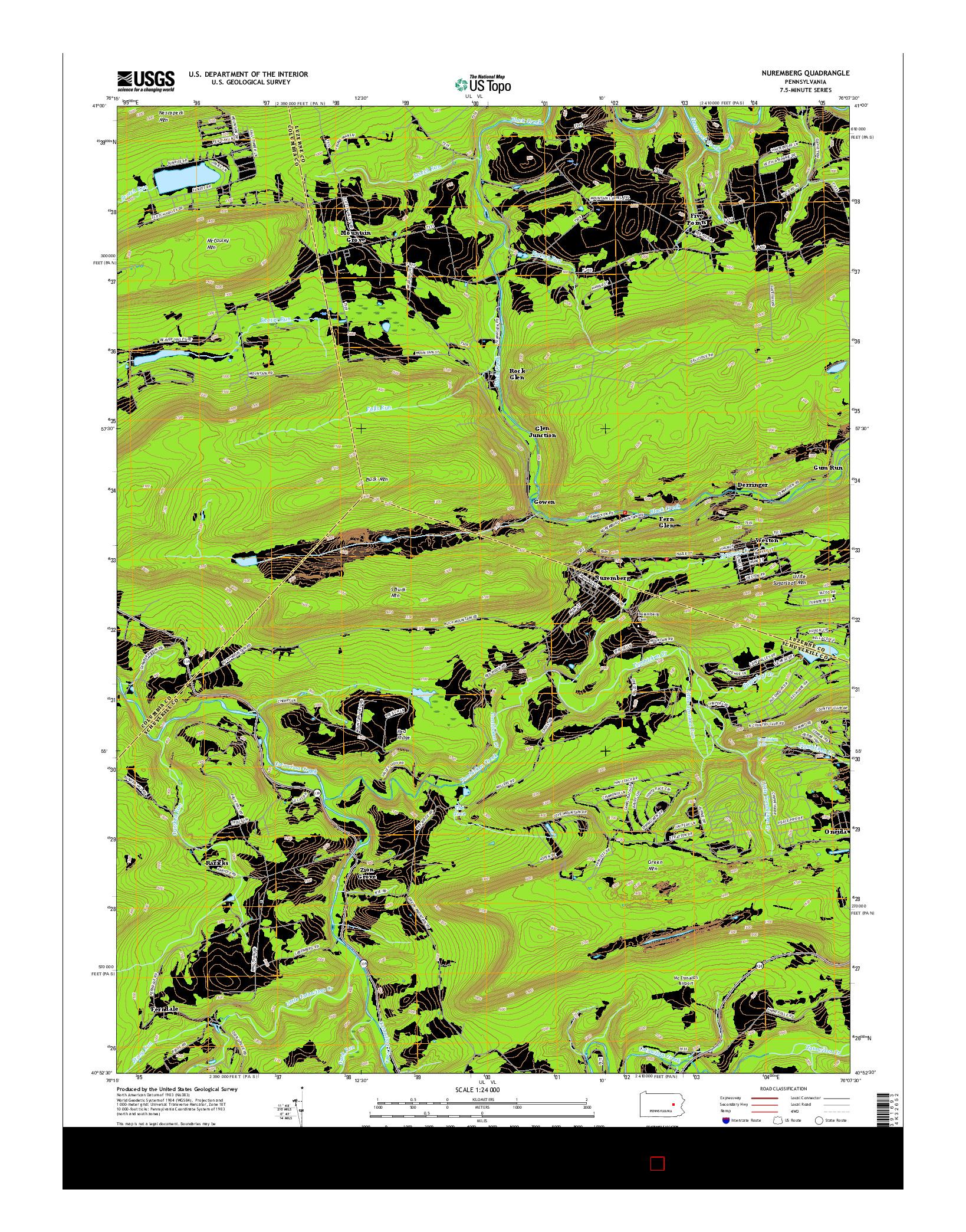 USGS US TOPO 7.5-MINUTE MAP FOR NUREMBERG, PA 2016