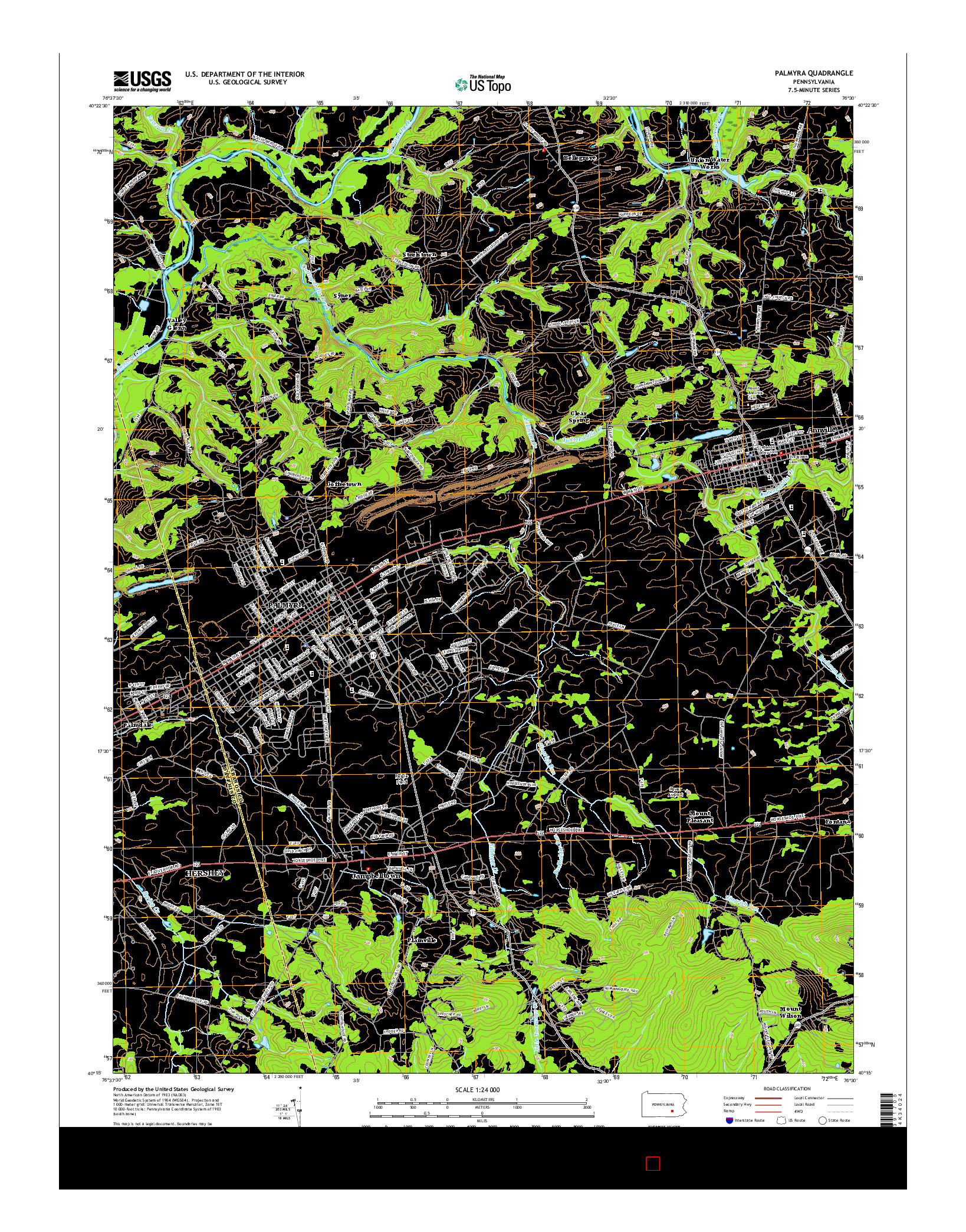 USGS US TOPO 7.5-MINUTE MAP FOR PALMYRA, PA 2016