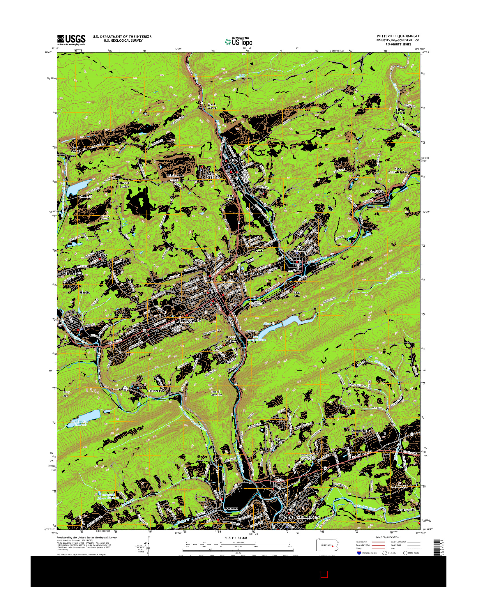 USGS US TOPO 7.5-MINUTE MAP FOR POTTSVILLE, PA 2016