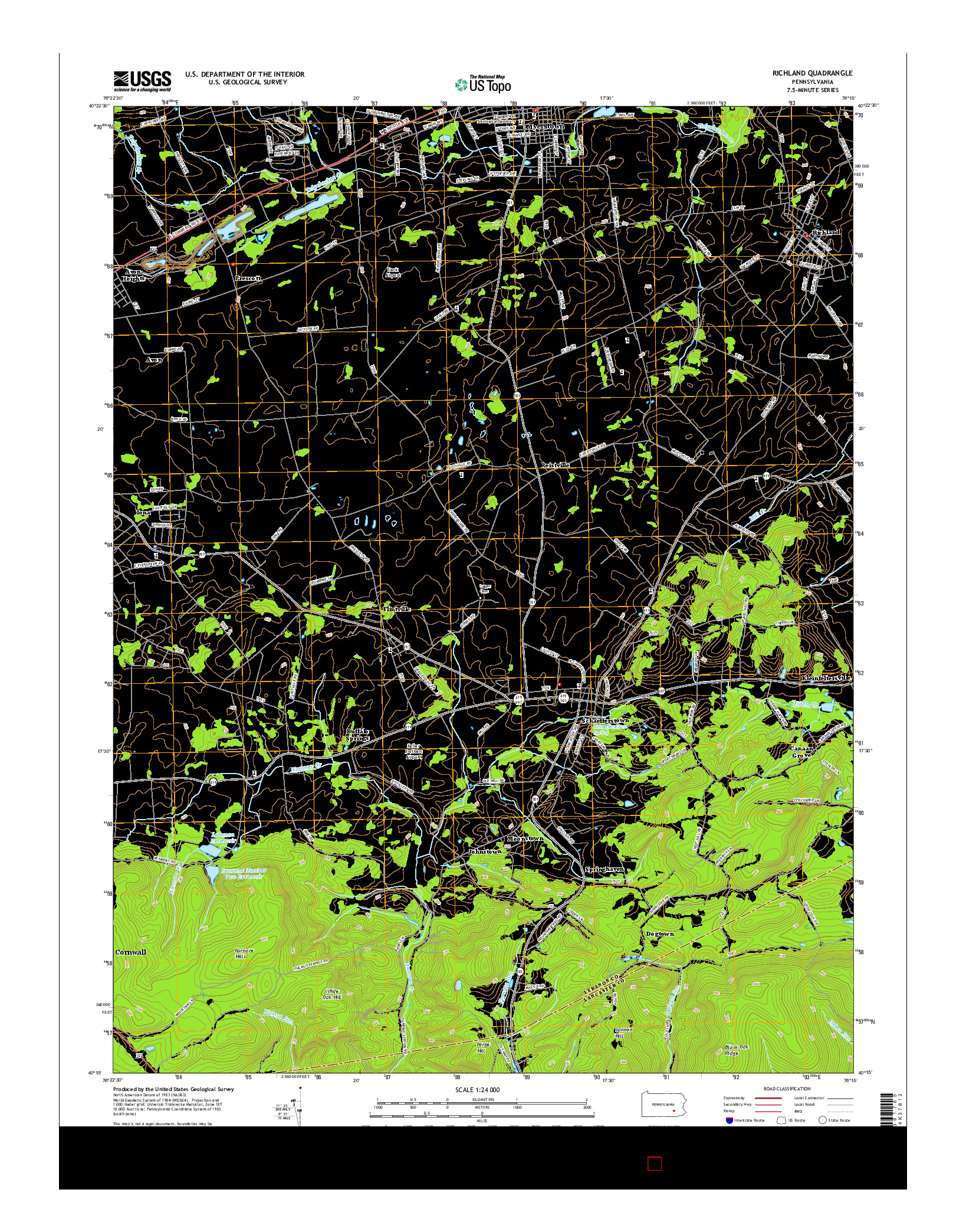 USGS US TOPO 7.5-MINUTE MAP FOR RICHLAND, PA 2016