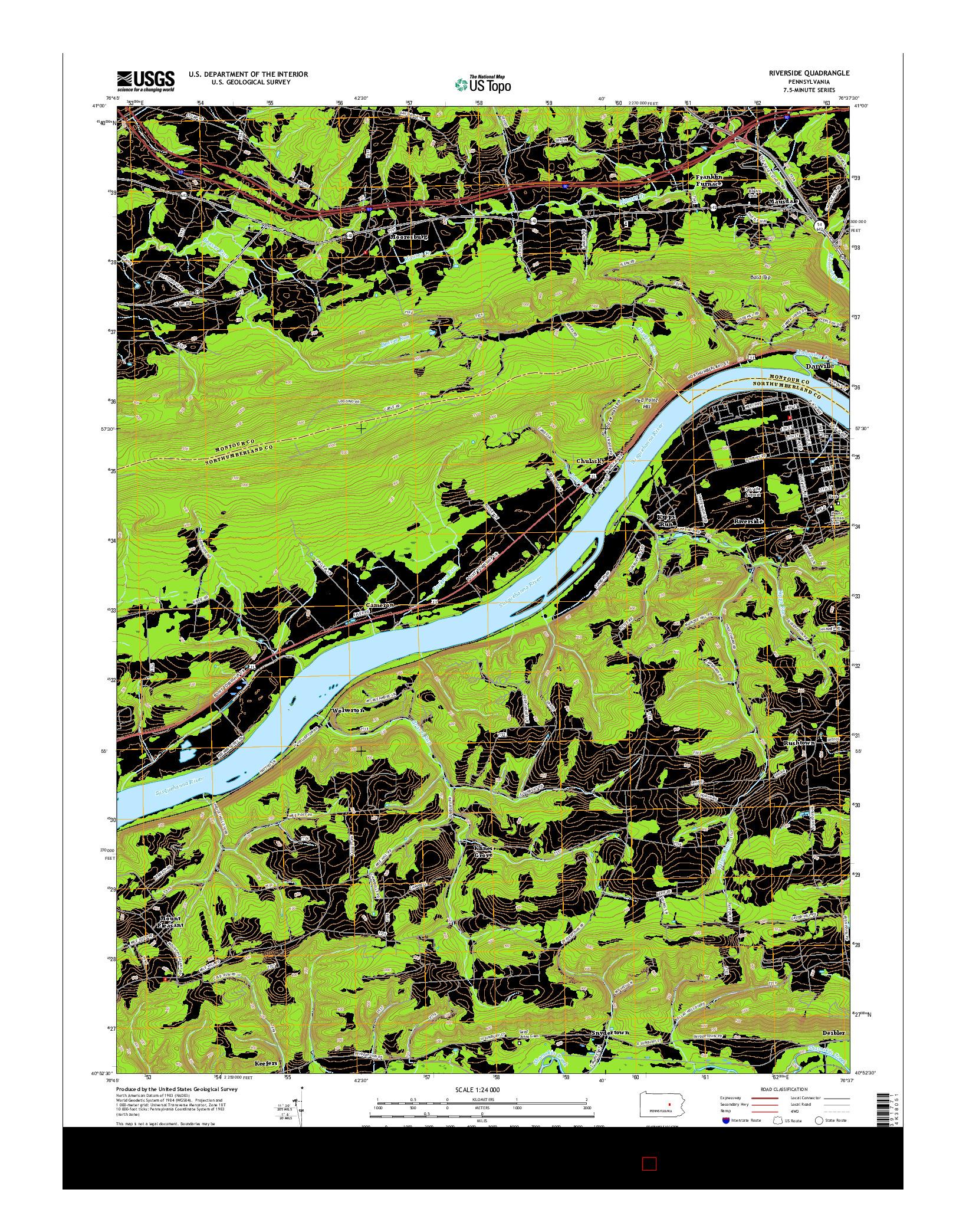 USGS US TOPO 7.5-MINUTE MAP FOR RIVERSIDE, PA 2016