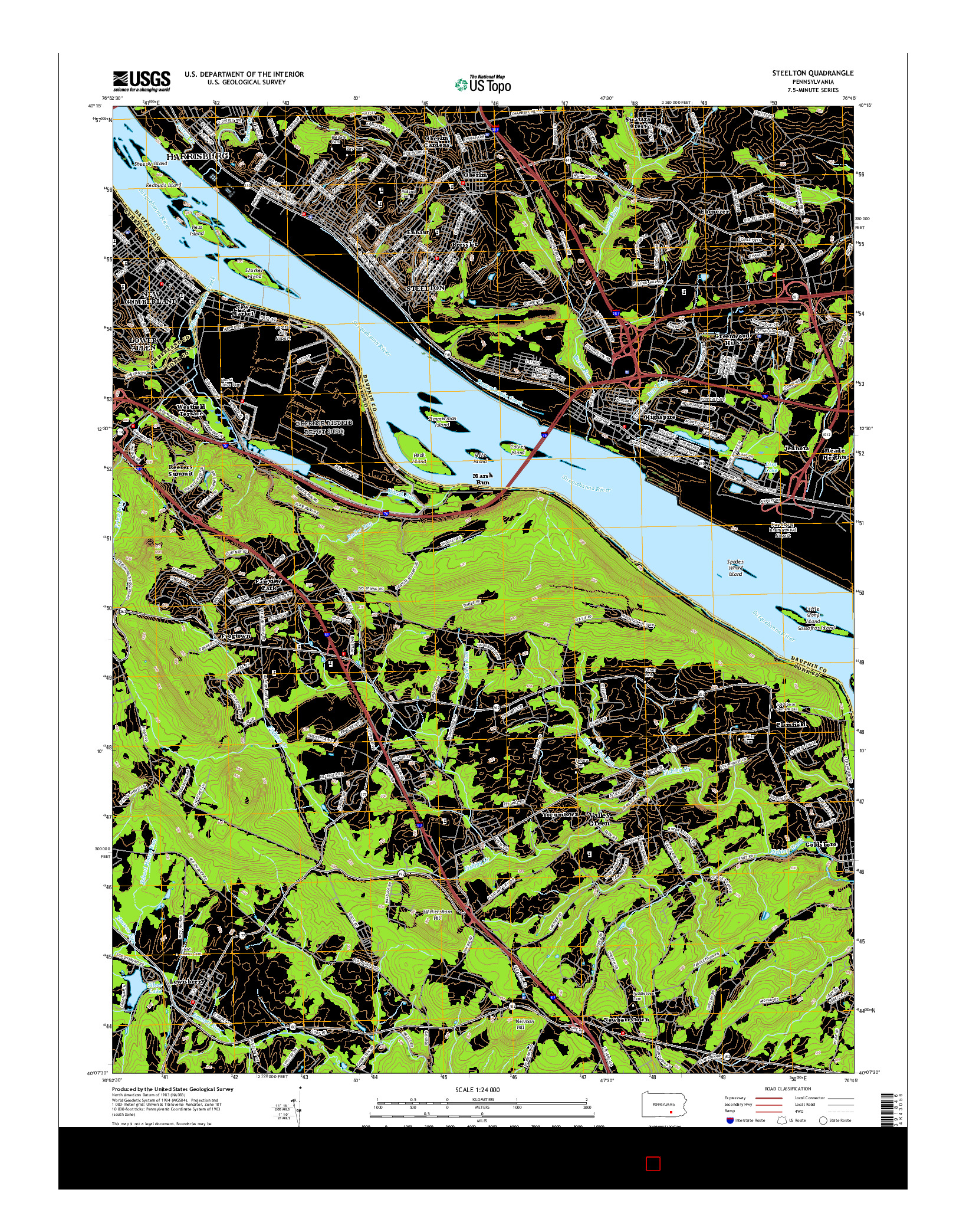 USGS US TOPO 7.5-MINUTE MAP FOR STEELTON, PA 2016