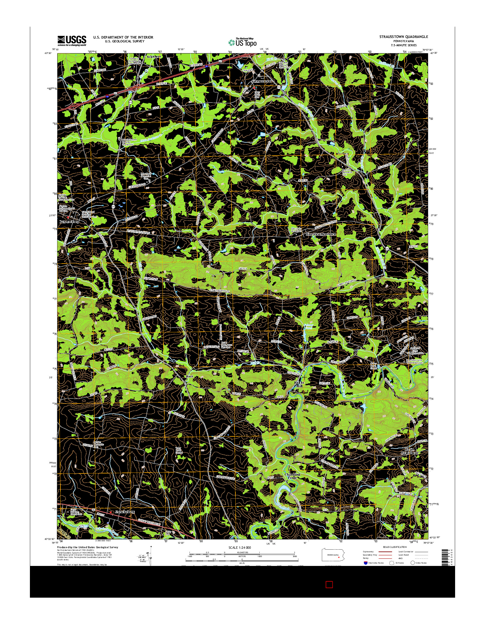 USGS US TOPO 7.5-MINUTE MAP FOR STRAUSSTOWN, PA 2016