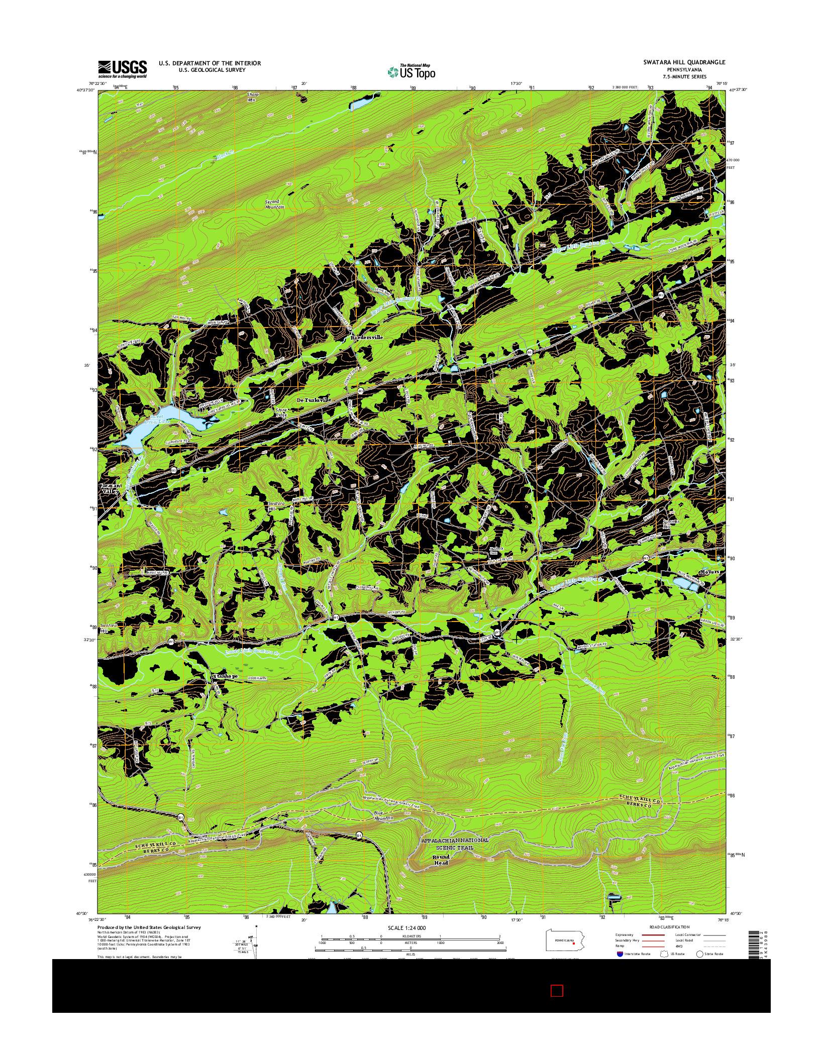 USGS US TOPO 7.5-MINUTE MAP FOR SWATARA HILL, PA 2016