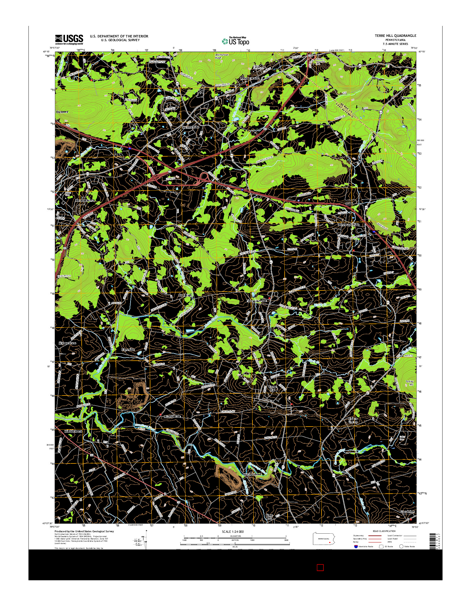 USGS US TOPO 7.5-MINUTE MAP FOR TERRE HILL, PA 2016