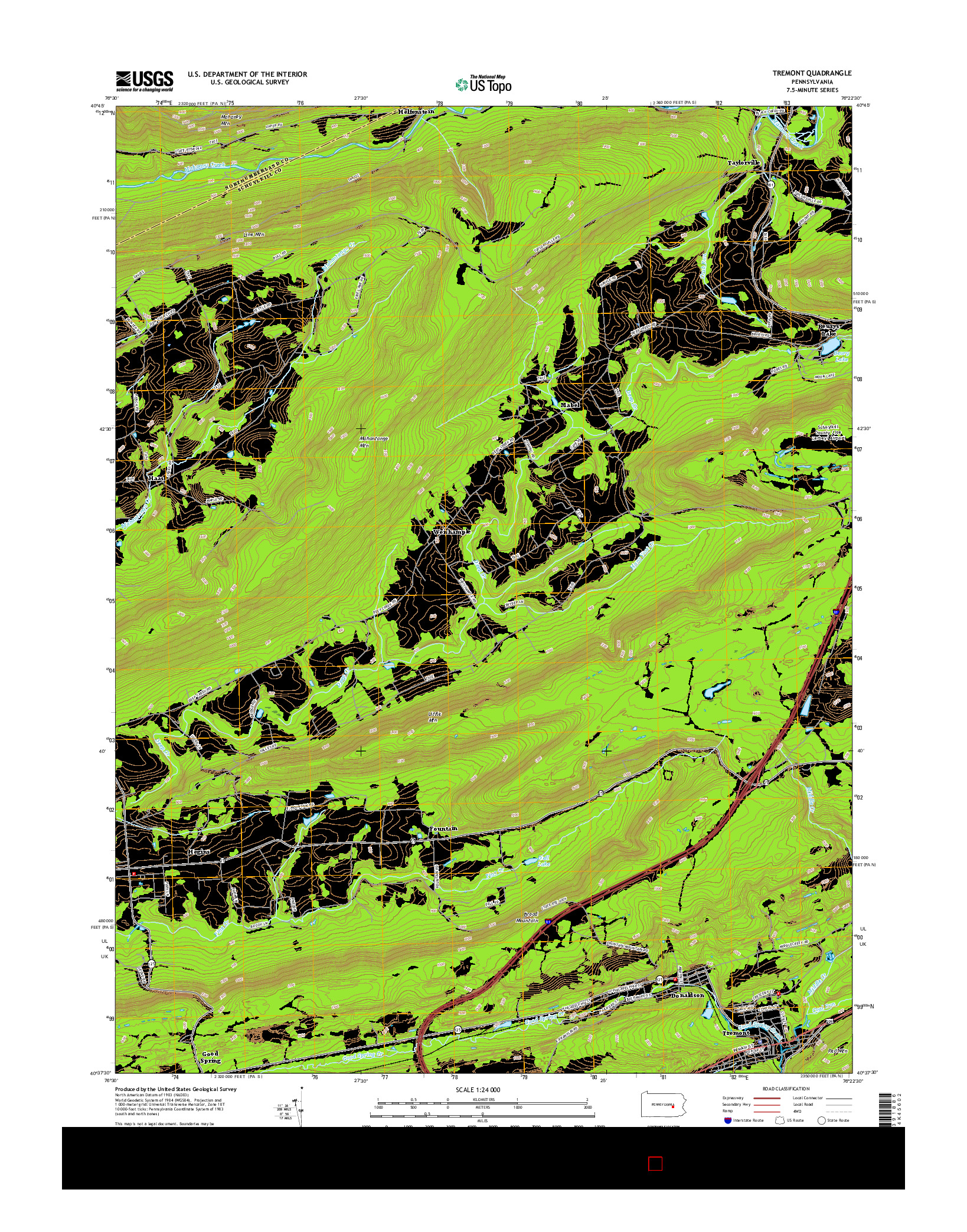 USGS US TOPO 7.5-MINUTE MAP FOR TREMONT, PA 2016