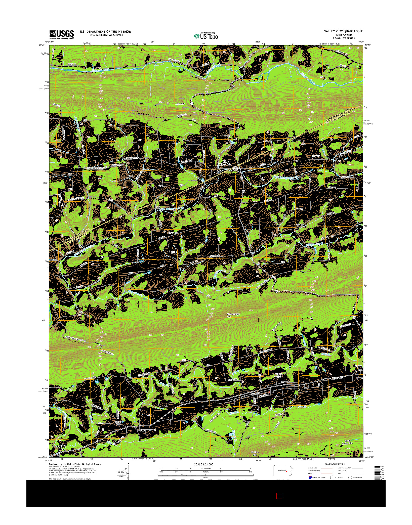 USGS US TOPO 7.5-MINUTE MAP FOR VALLEY VIEW, PA 2016