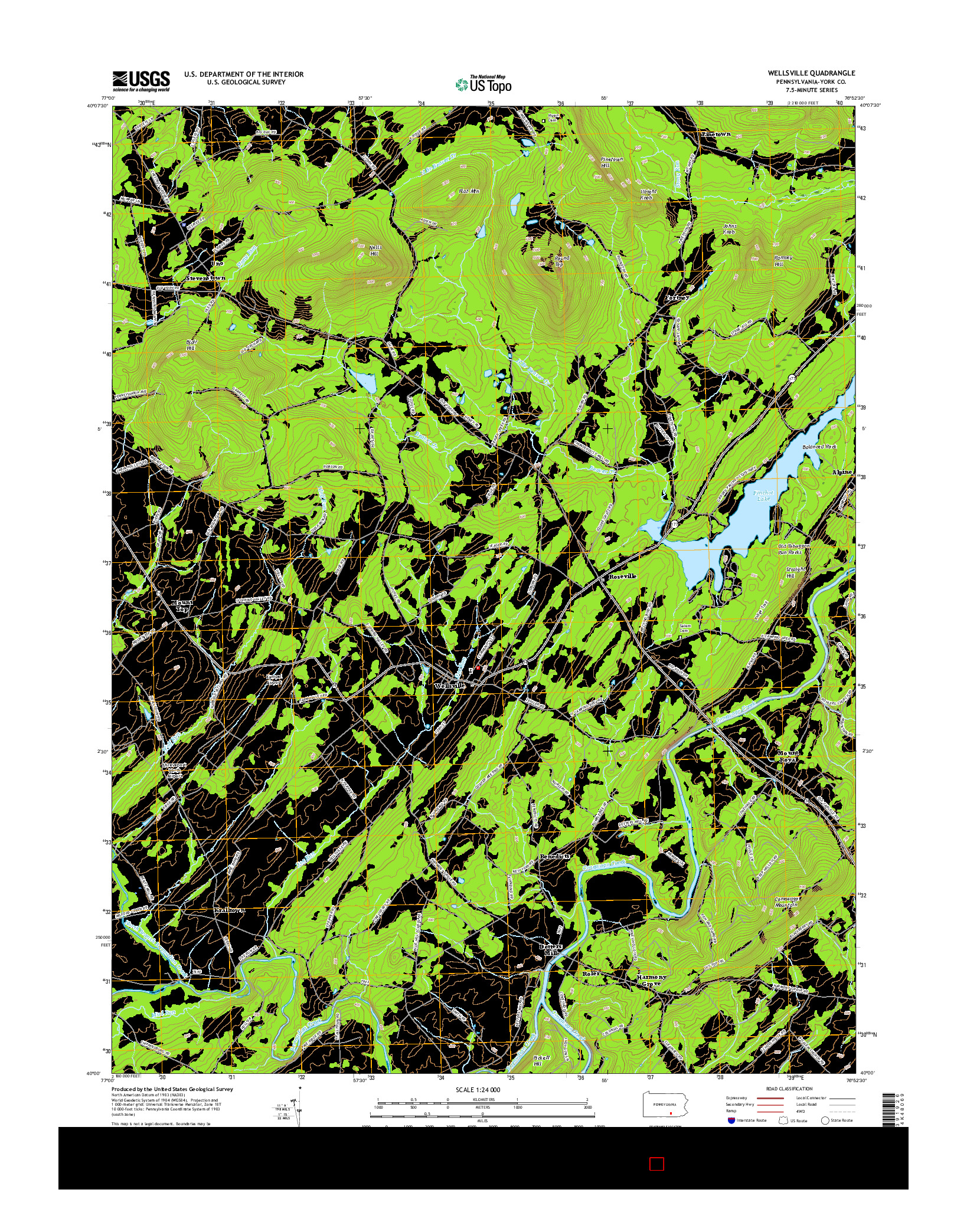 USGS US TOPO 7.5-MINUTE MAP FOR WELLSVILLE, PA 2016