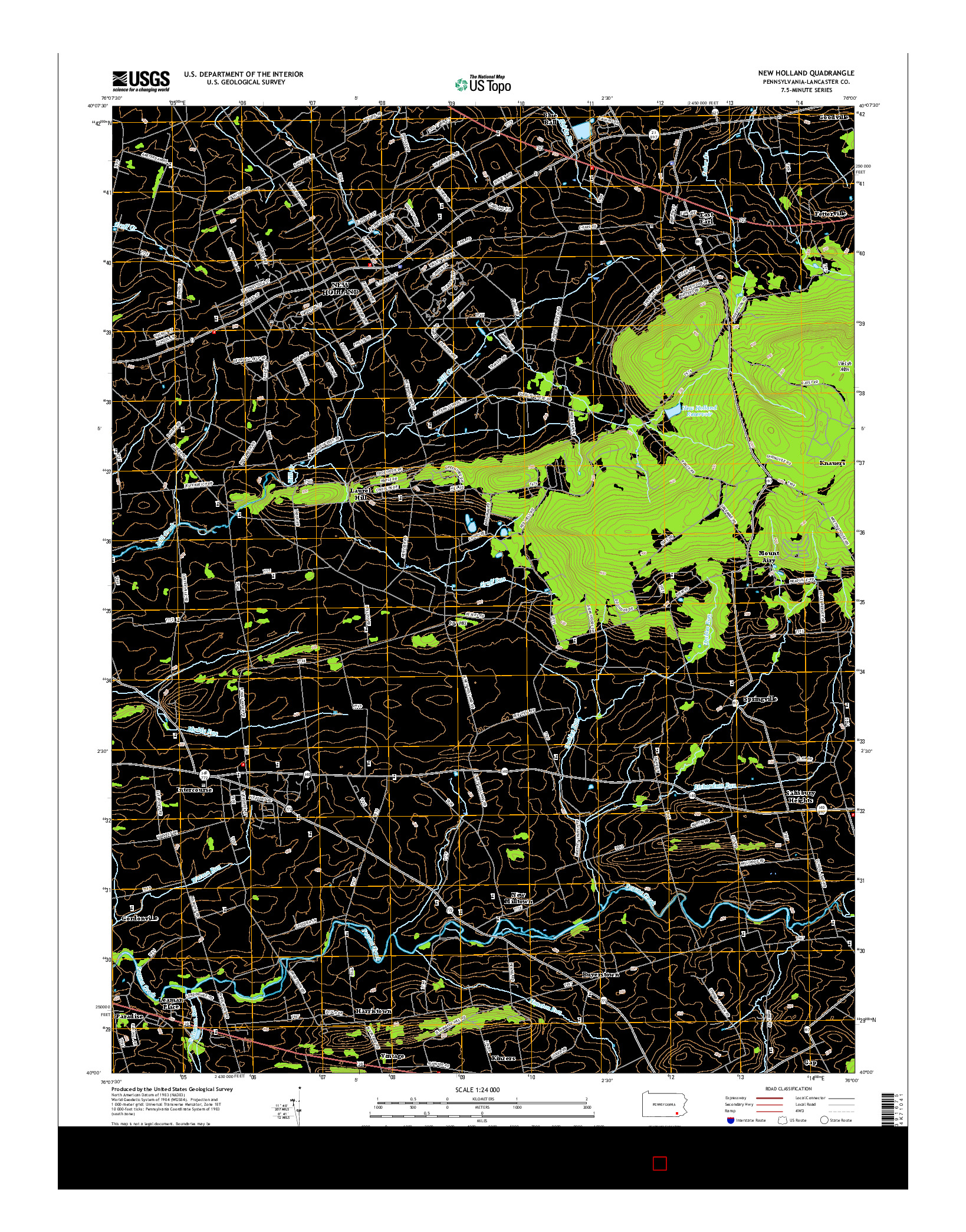 USGS US TOPO 7.5-MINUTE MAP FOR NEW HOLLAND, PA 2016