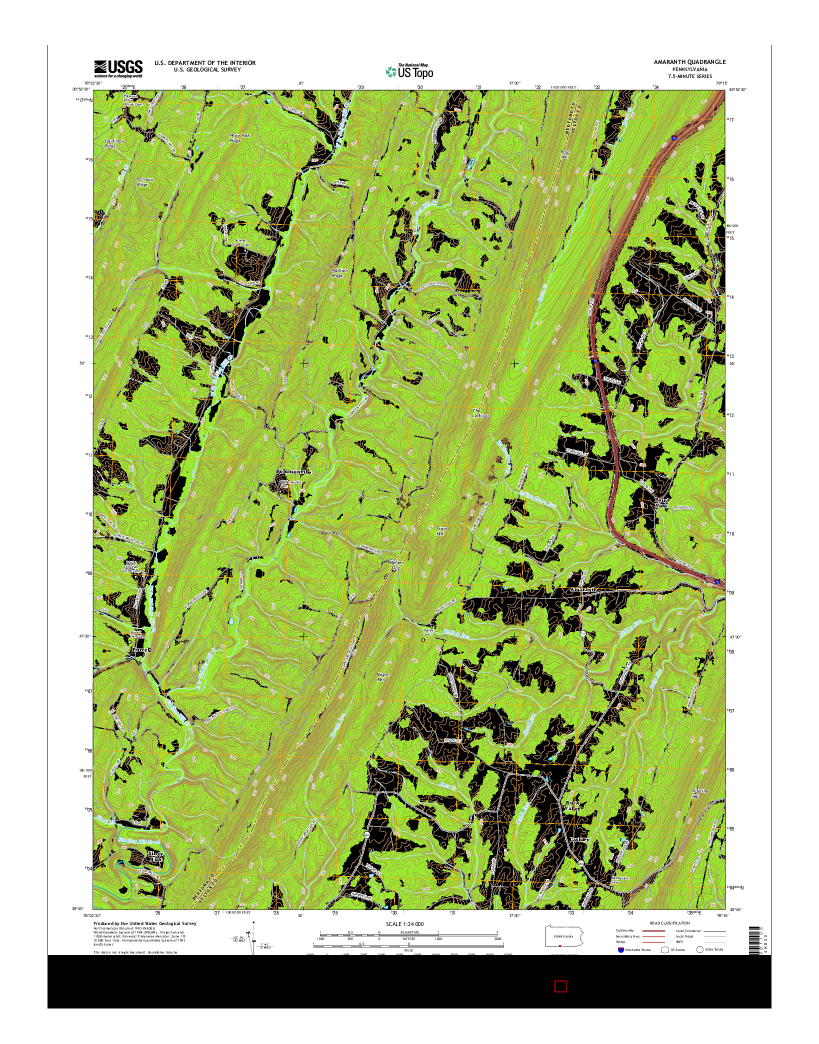 USGS US TOPO 7.5-MINUTE MAP FOR AMARANTH, PA 2016