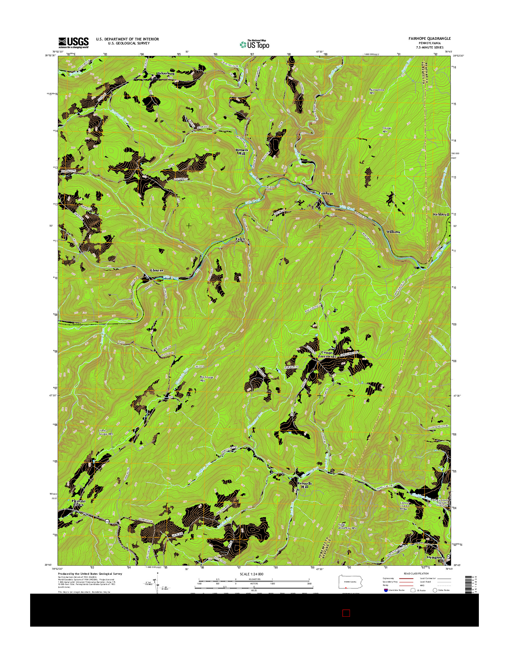 USGS US TOPO 7.5-MINUTE MAP FOR FAIRHOPE, PA 2016