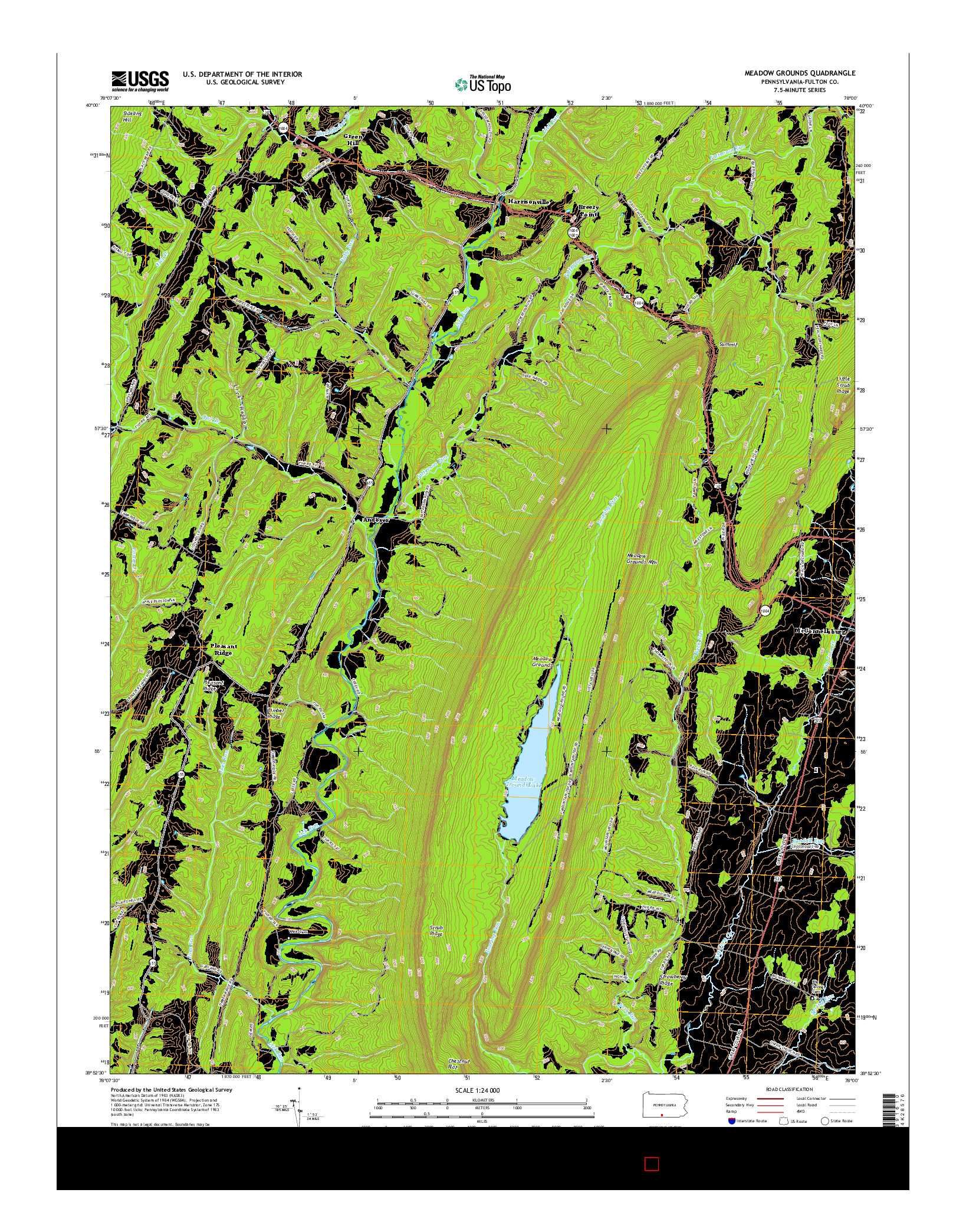 USGS US TOPO 7.5-MINUTE MAP FOR MEADOW GROUNDS, PA 2016