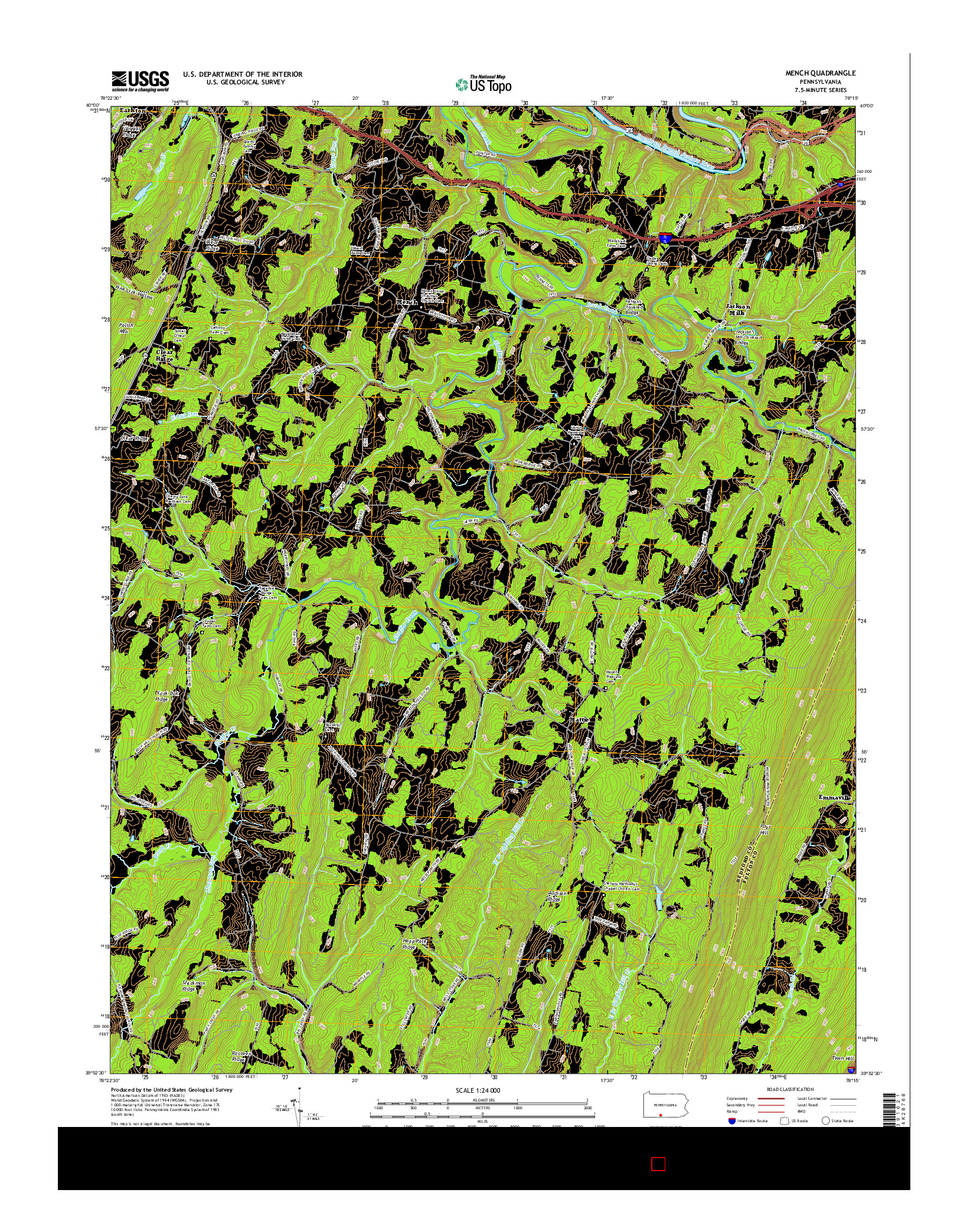 USGS US TOPO 7.5-MINUTE MAP FOR MENCH, PA 2016