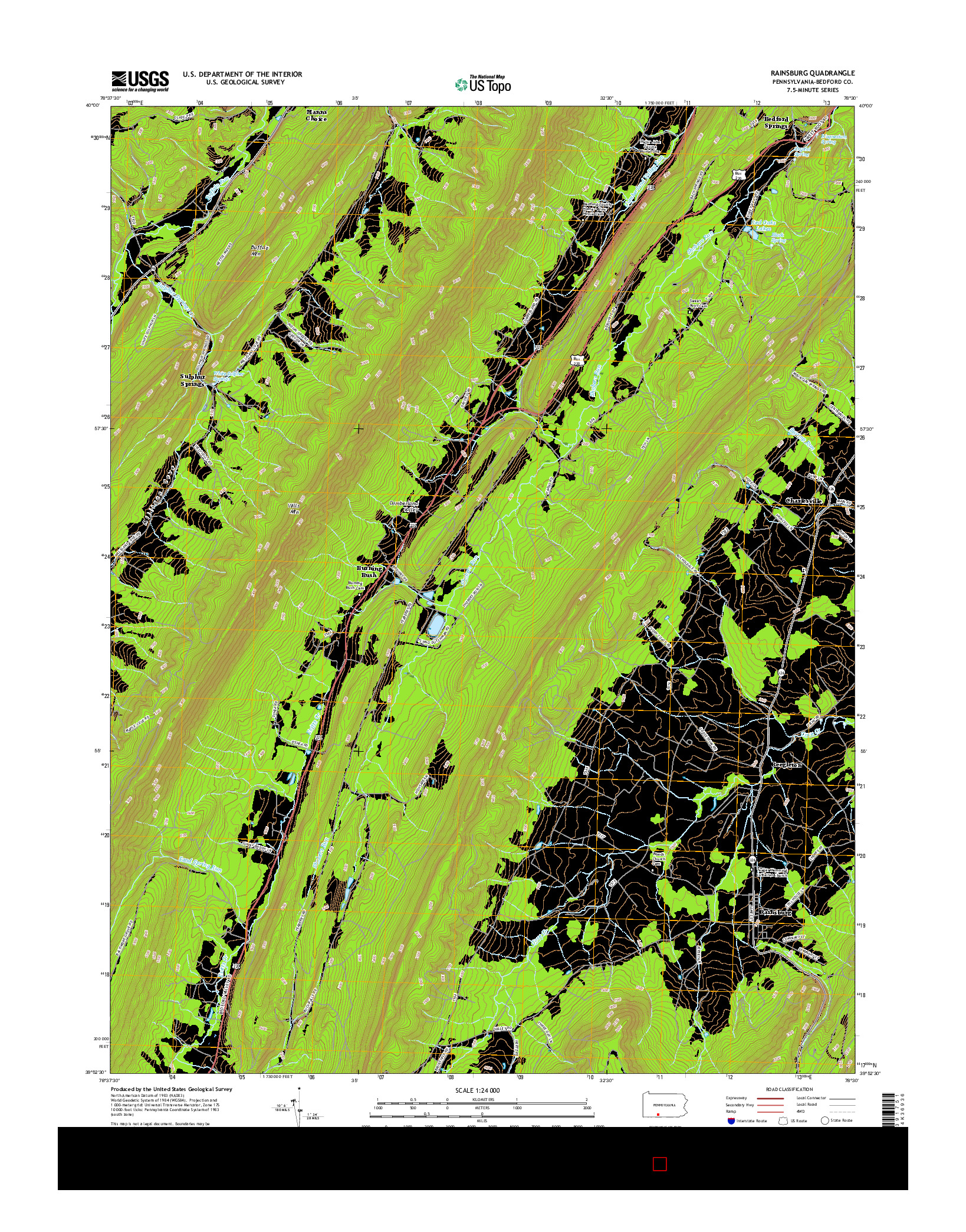 USGS US TOPO 7.5-MINUTE MAP FOR RAINSBURG, PA 2016