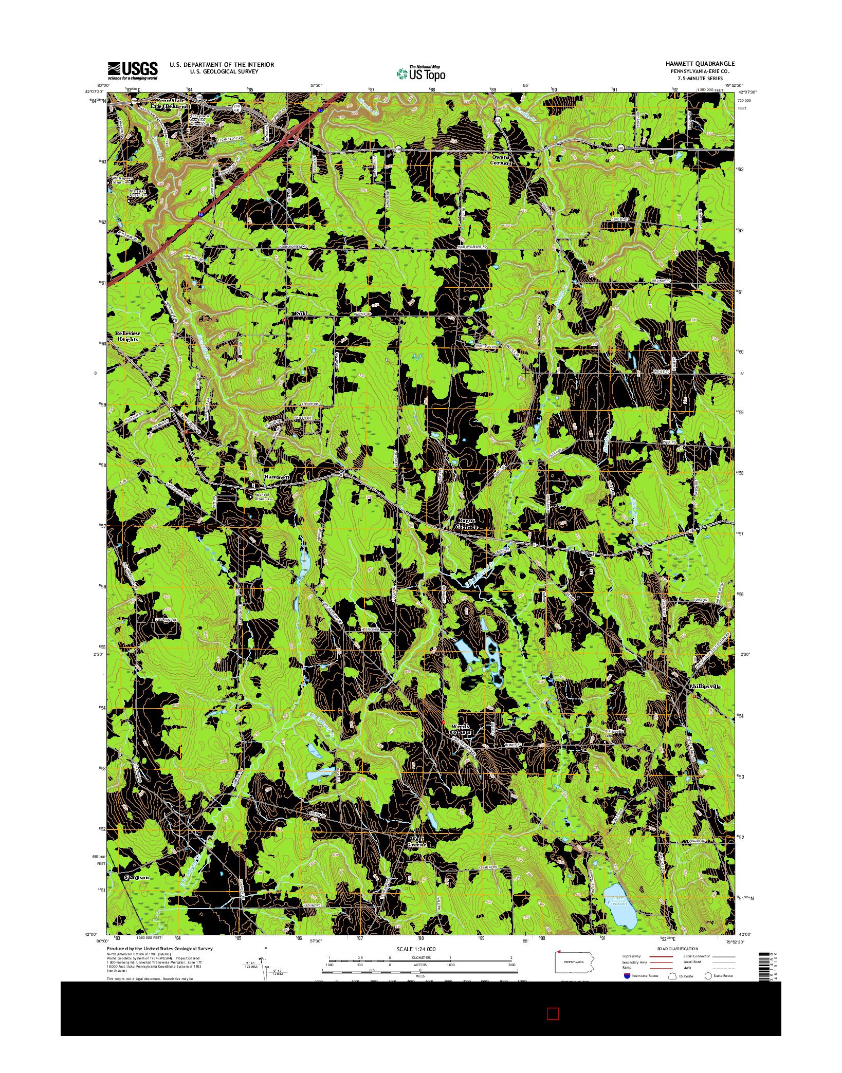 USGS US TOPO 7.5-MINUTE MAP FOR HAMMETT, PA 2016