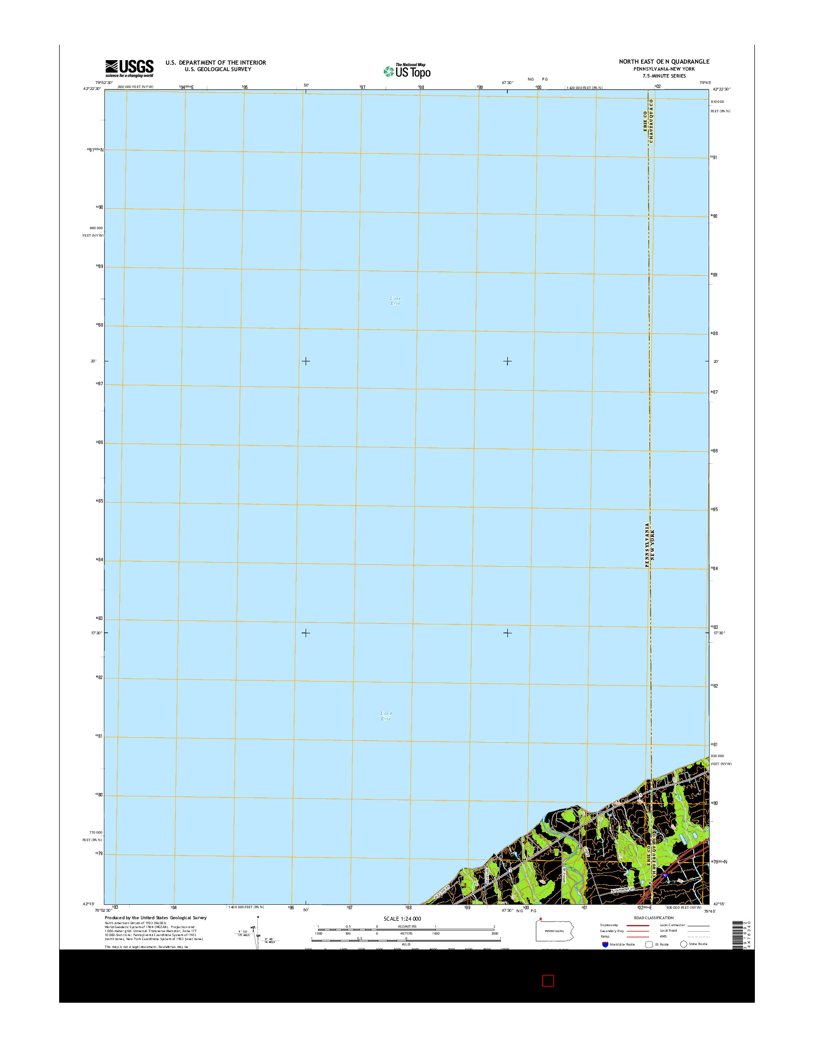 USGS US TOPO 7.5-MINUTE MAP FOR NORTH EAST OE N, PA-NY 2016