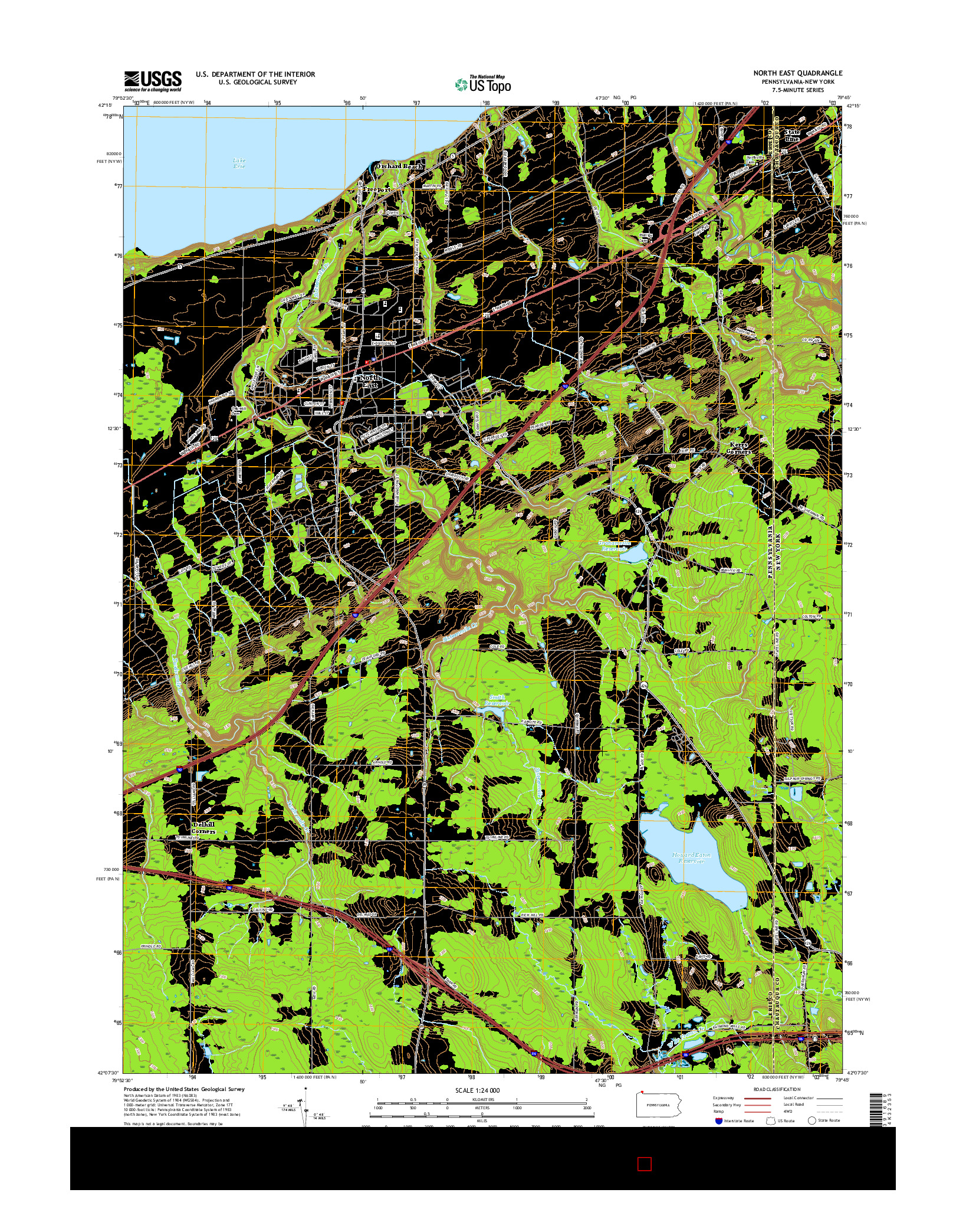 USGS US TOPO 7.5-MINUTE MAP FOR NORTH EAST, PA-NY 2016