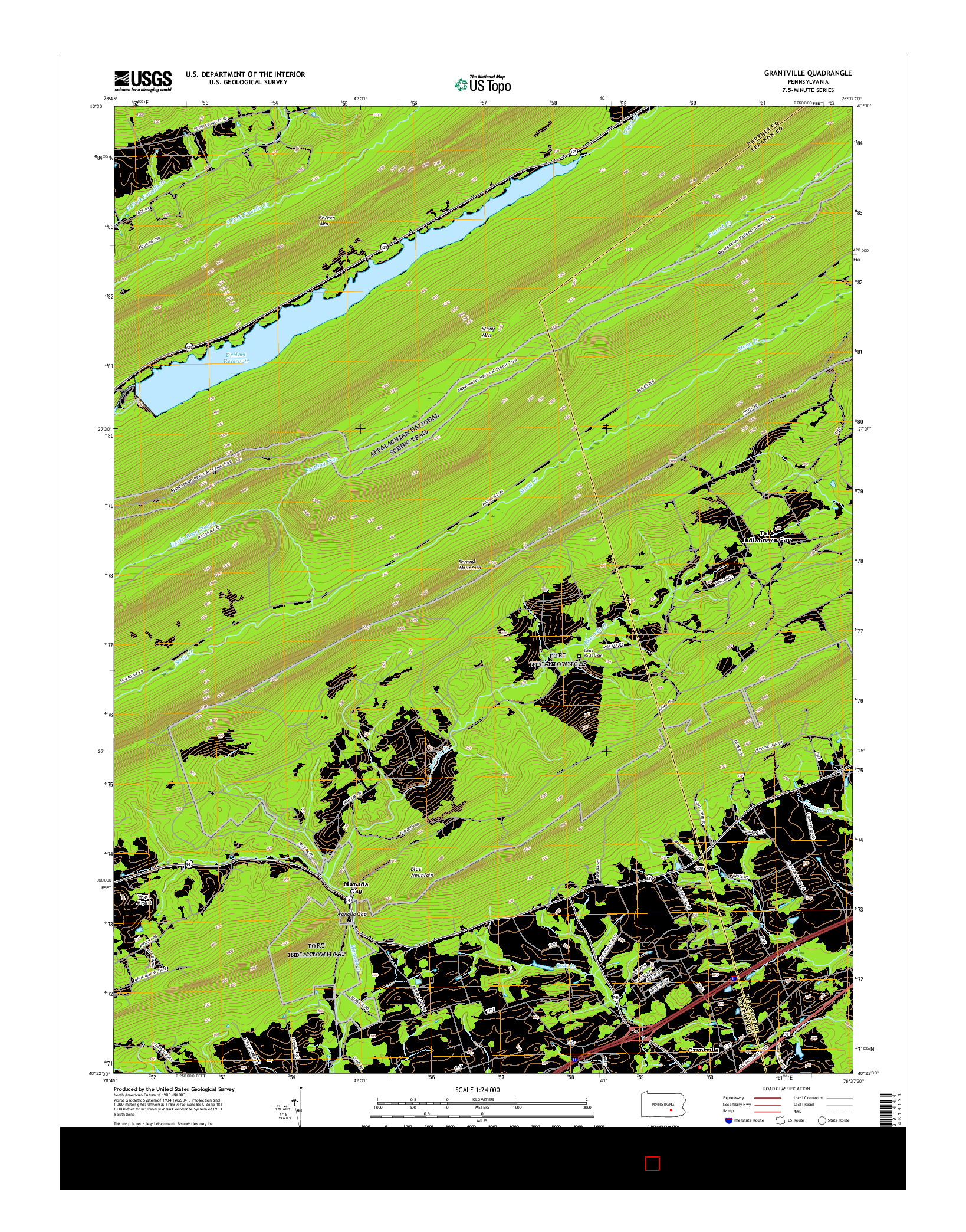 USGS US TOPO 7.5-MINUTE MAP FOR GRANTVILLE, PA 2016