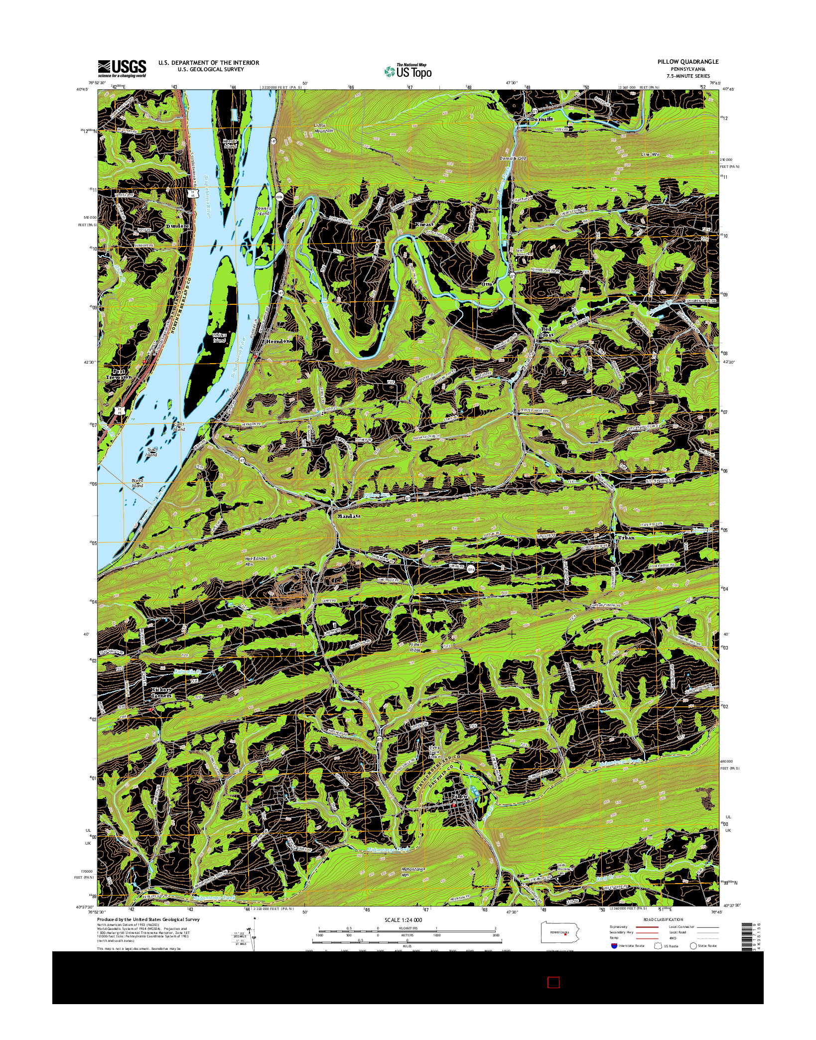 USGS US TOPO 7.5-MINUTE MAP FOR PILLOW, PA 2016