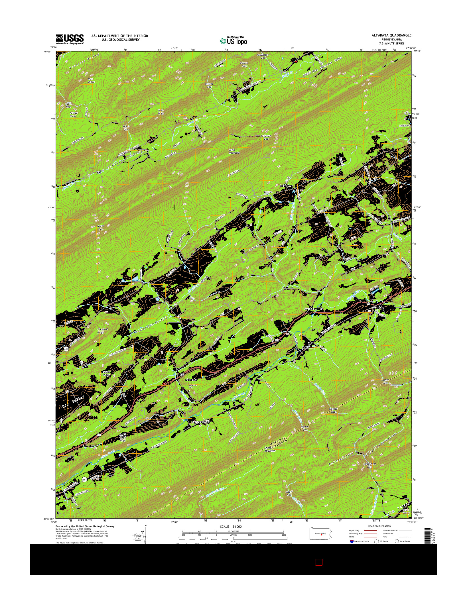 USGS US TOPO 7.5-MINUTE MAP FOR ALFARATA, PA 2016