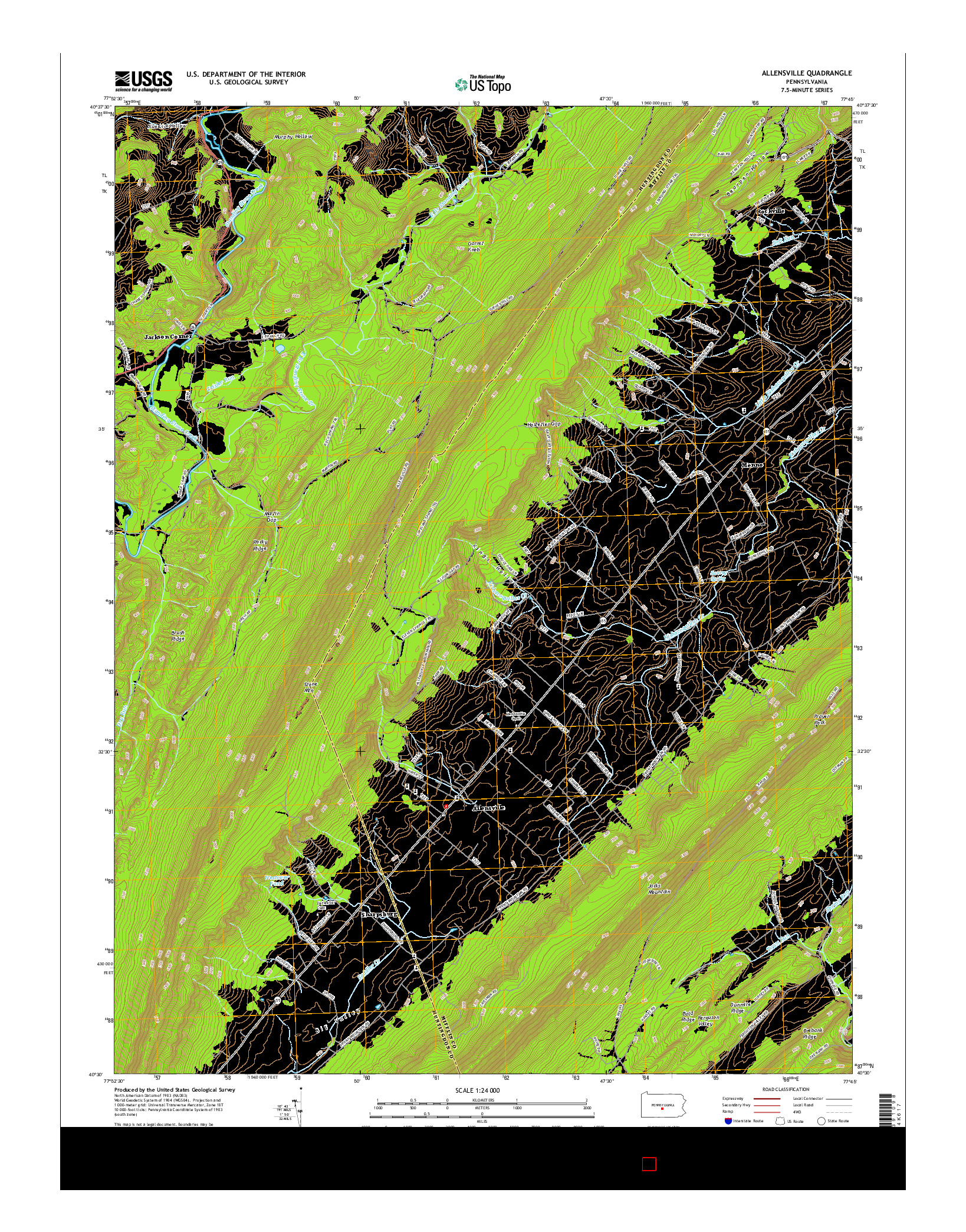 USGS US TOPO 7.5-MINUTE MAP FOR ALLENSVILLE, PA 2016