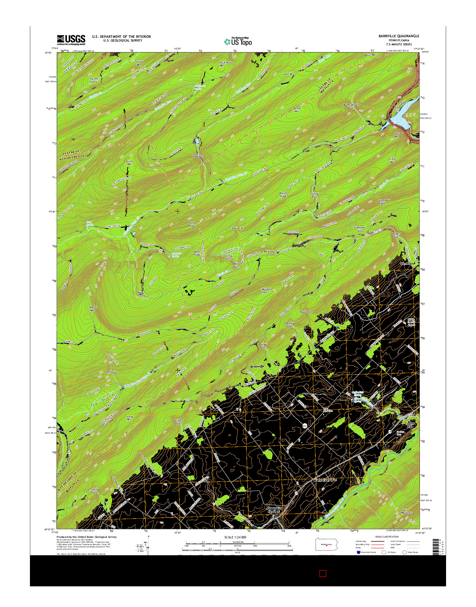 USGS US TOPO 7.5-MINUTE MAP FOR BARRVILLE, PA 2016