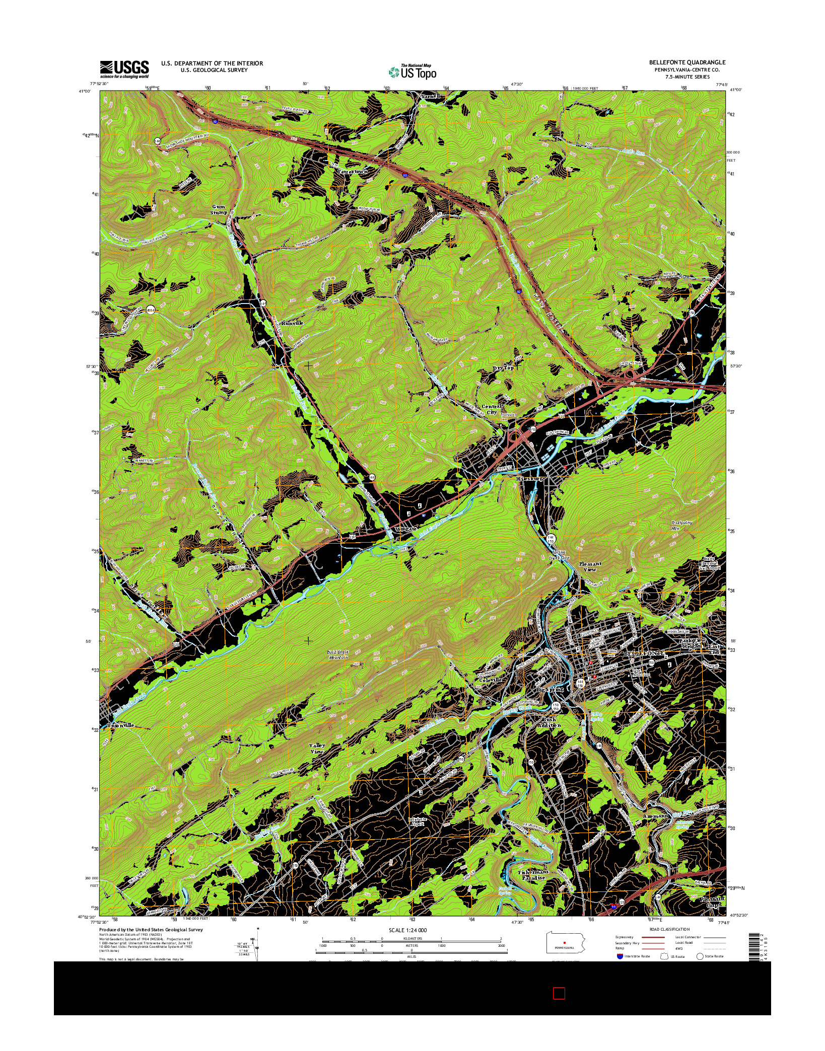 USGS US TOPO 7.5-MINUTE MAP FOR BELLEFONTE, PA 2016