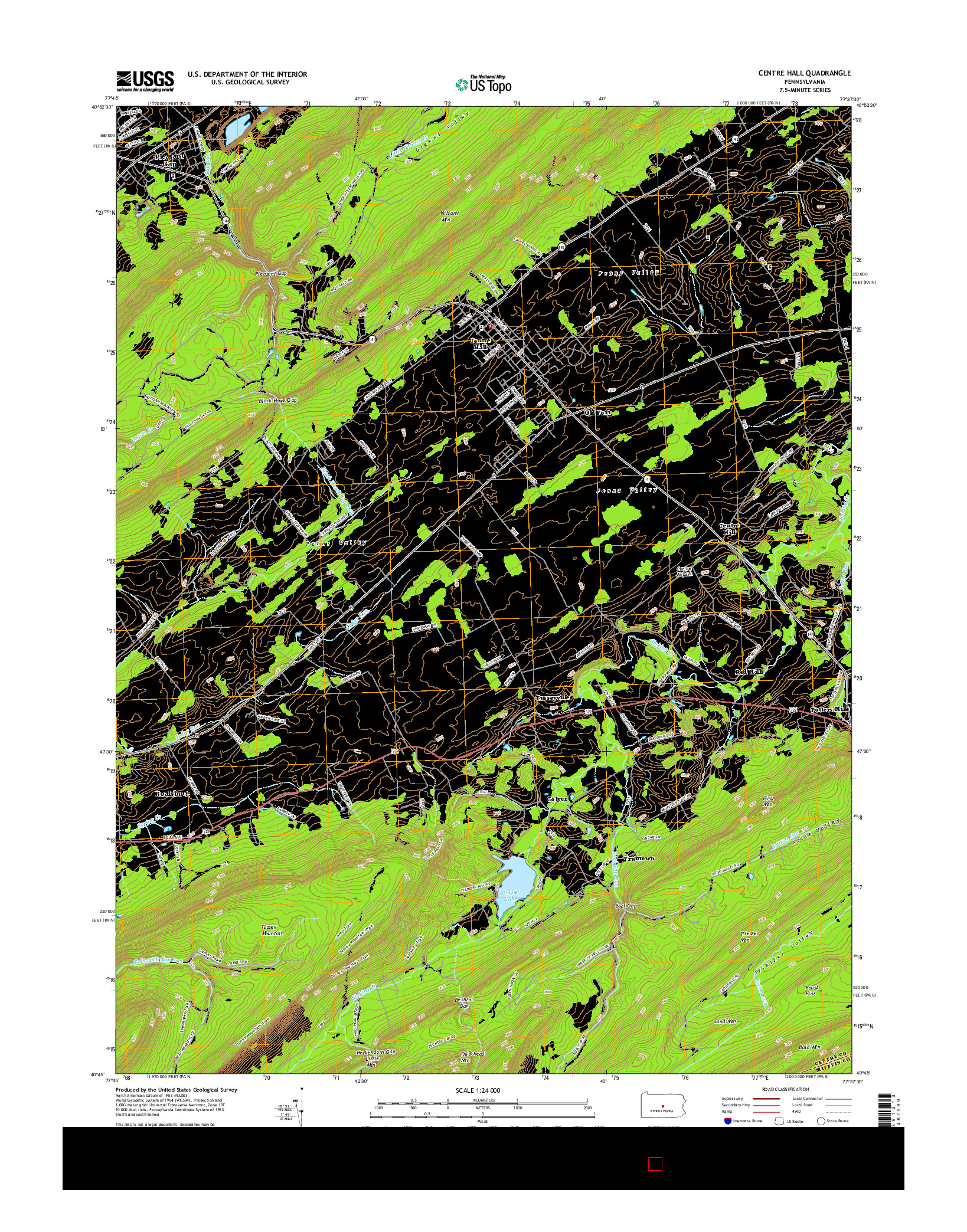 USGS US TOPO 7.5-MINUTE MAP FOR CENTRE HALL, PA 2016